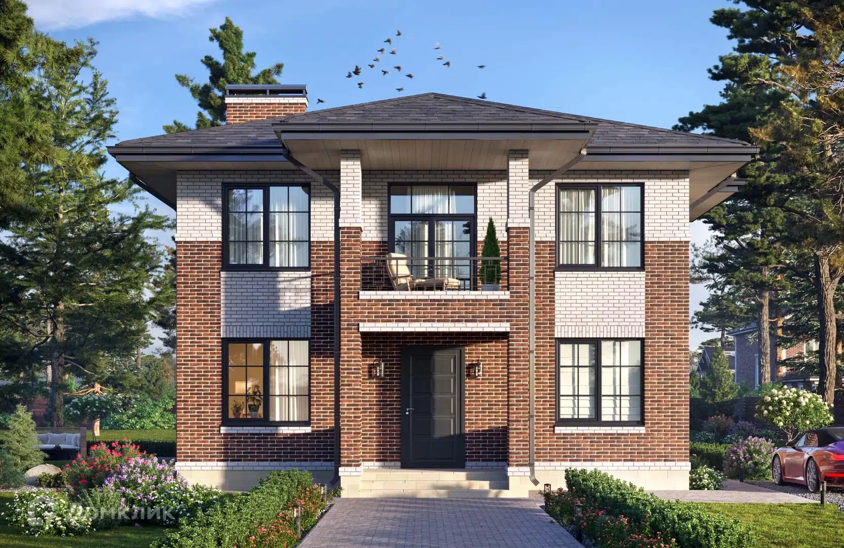 Проект дома «Новация 299» компании Подрядчик Стройдом из материала Кирпич площадью 168м² под ключ за 7200000₽ в Донецке | 2 этажа, 4 спальни, 2 санузла – Домклик