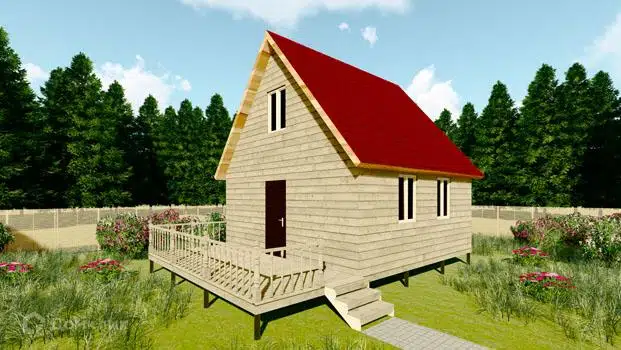 Проект дома «Проект №40» компании Земле-Строй из материала Брус естественной влажности площадью 51м² под ключ за 1605000₽ в Луганске | 2 этажа, 2 спальни, 1 санузел – Домклик