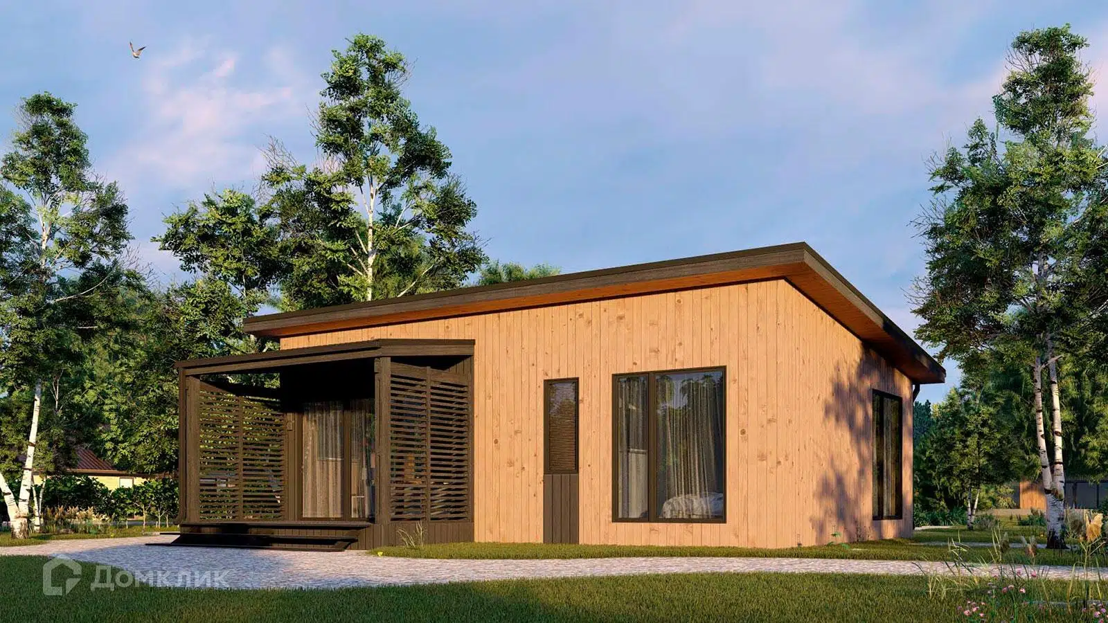 Проект дома «Сканди M» компании Авангард Строй из материала Панельно-каркасная технология площадью 88м² под ключ за 2445000₽ в Донецке | 1 этаж, 2 спальни, 1 санузел – Домклик