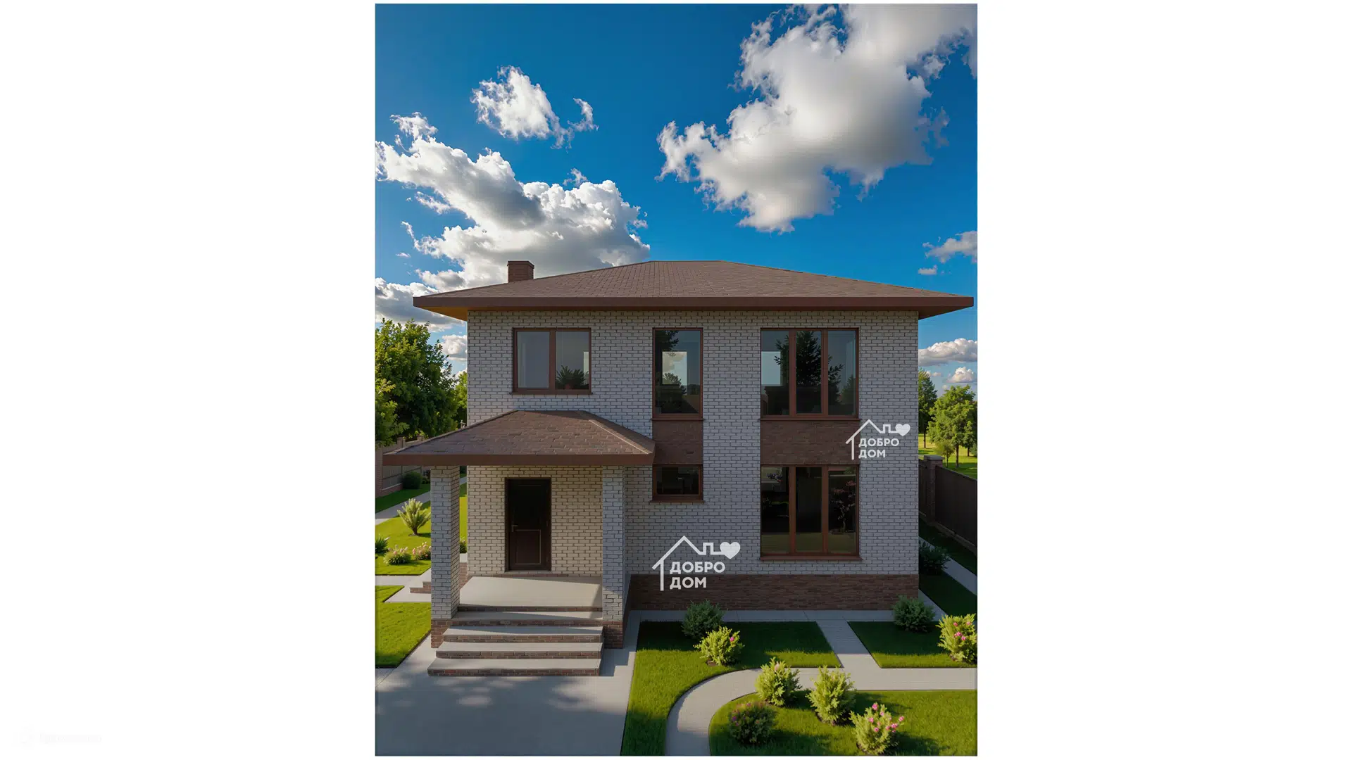 Проект дома «Коттедж Элита» компании СК «Добро Дом» из материала Газобетонные блоки площадью 156м² под ключ за 7565000₽ в Донецке | 2 этажа, 4 спальни, 2 санузла – Домклик