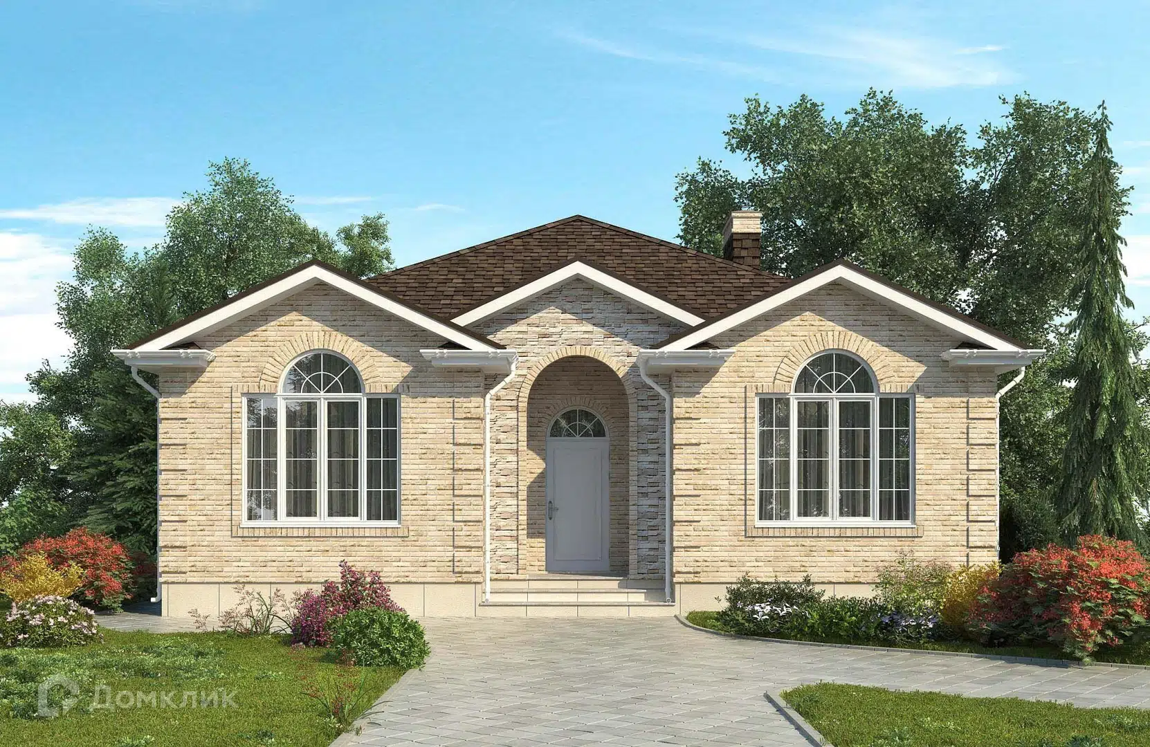 Проект дома «Проект №74» компании Новация из материала Керамические блоки площадью 107м² под ключ за 6930000₽ в Донецке | 1 этаж, 3 спальни, 2 санузла – Домклик