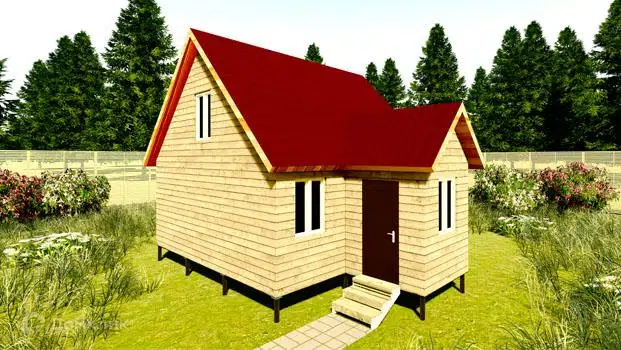 Проект дома «Проект №36» компании Земле-Строй из материала Брус естественной влажности площадью 40м² под ключ за 1568000₽ в Луганске | 2 этажа, 2 спальни, 1 санузел – Домклик