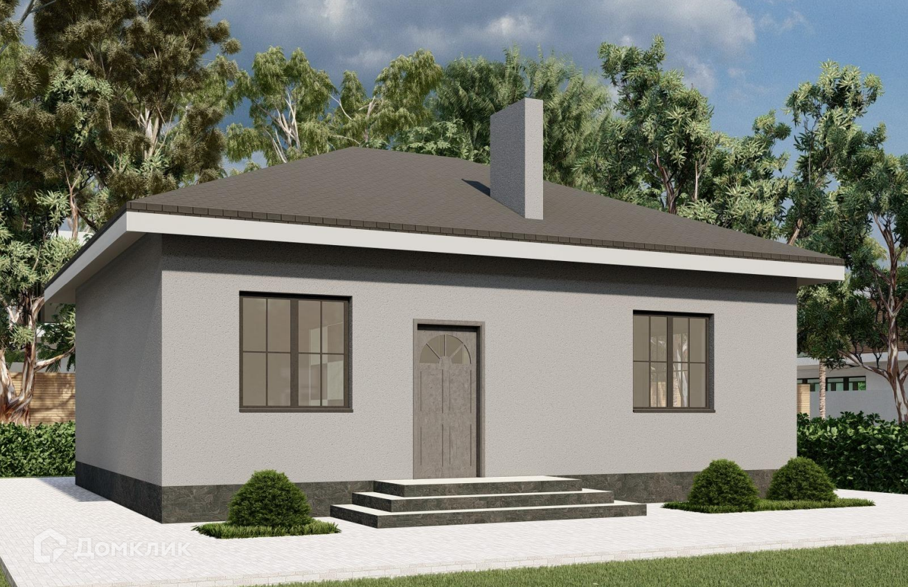 Проект дома «Гурзуф» компании ООО «СФЕРА ПЛЮС» из материала Газобетонные блоки площадью 65.7м² под ключ за 4880000₽ в Донецке | 1 этаж, 3 спальни, 1 санузел – Домклик