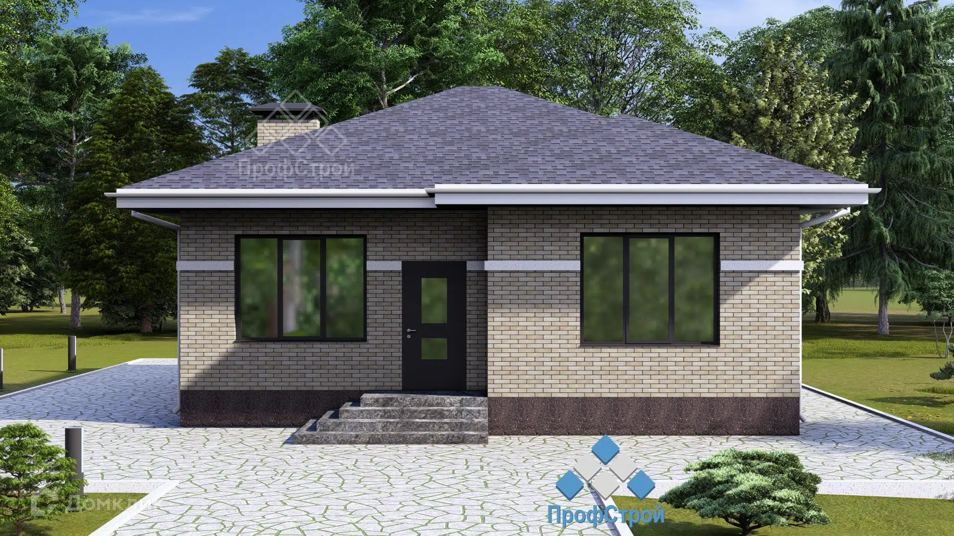 Проект дома «Мицар» компании ! ПрофСтрой ! из материала Газобетонные блоки площадью 82.96м² под ключ за 4150000₽ в Донецке | 1 этаж, 3 спальни, 1 санузел – Домклик