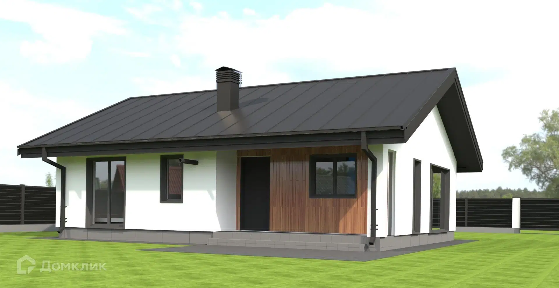 Проект дома «ND77352 Сканди 75» компании Nest Development из материала Газобетонные блоки площадью 75.3м² под ключ за 4900000₽ в Донецке | 1 этаж, 2 спальни, 1 санузел – Домклик