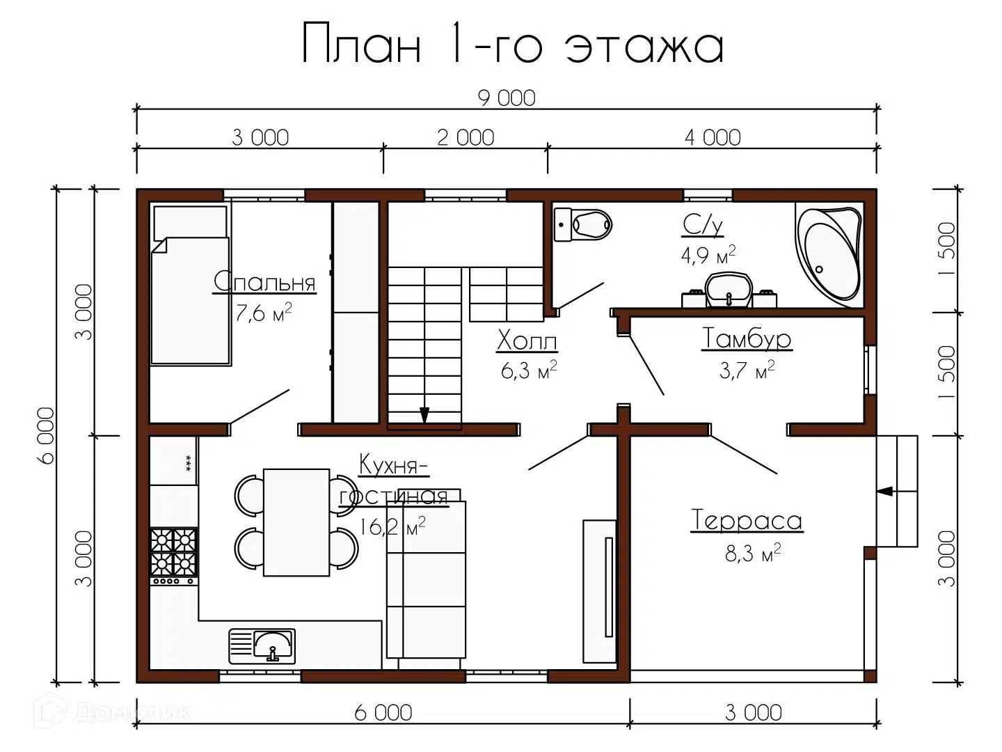 Планировка 1 этажа