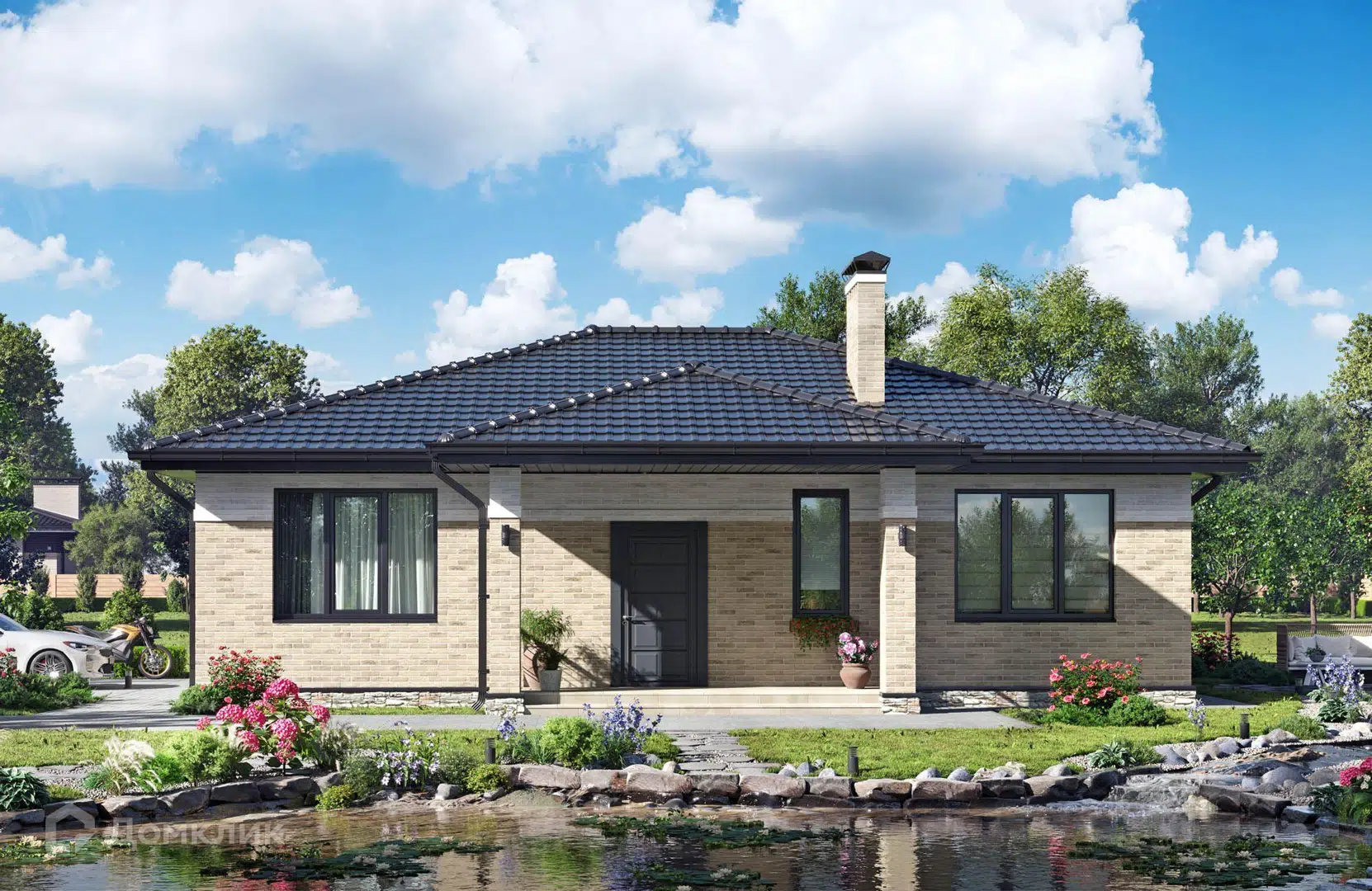 Проект дома «Проект №304-1» компании Новация из материала Керамические блоки площадью 118м² под ключ за 7084000₽ в Донецке | 1 этаж, 3 спальни, 2 санузла – Домклик