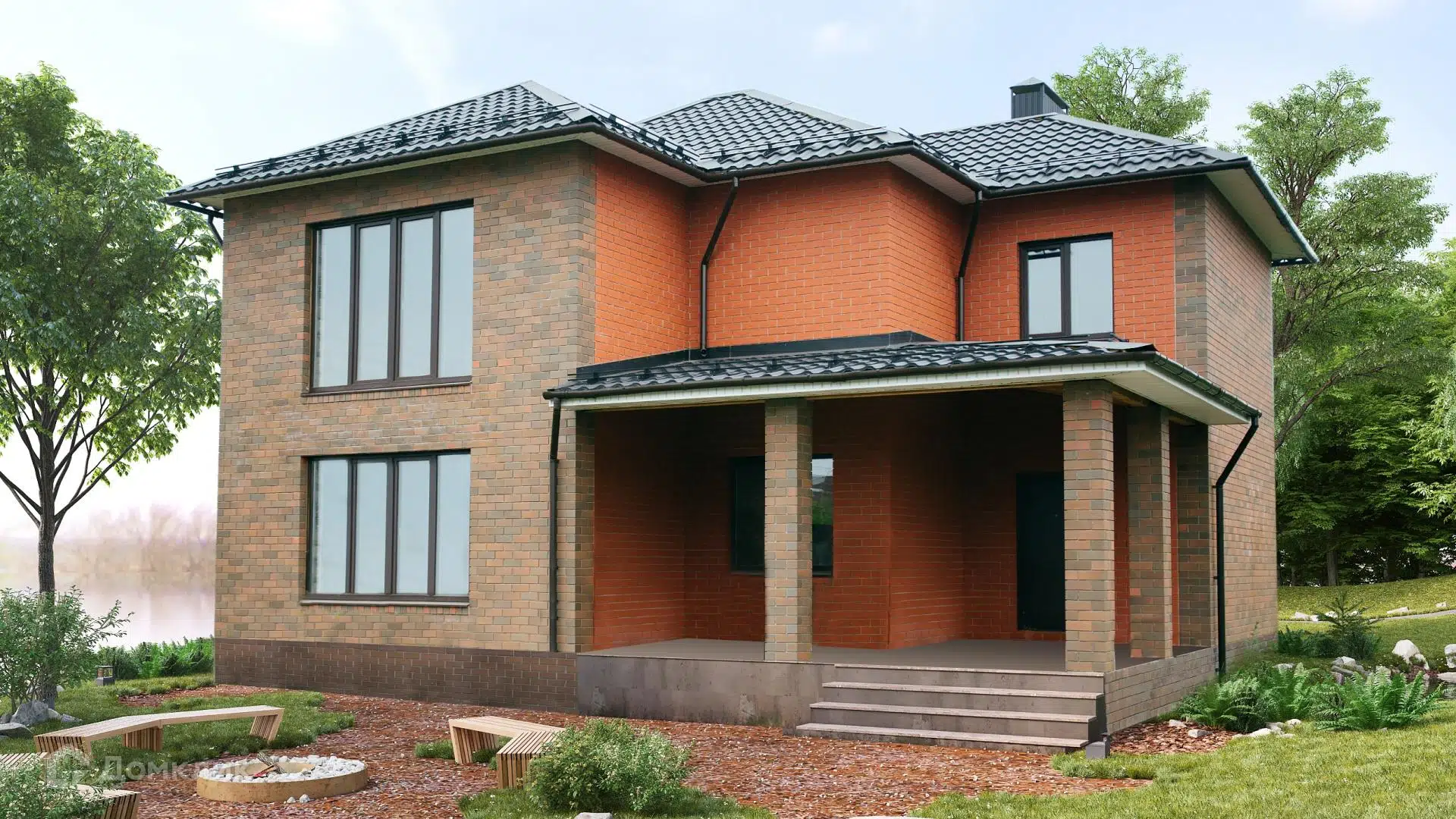 Проект дома «СМ 17-1» компании СПЕЦМОНТАЖ из материала Газосиликатные блоки площадью 170м² под ключ за 5400000₽ в Донецке | 2 этажа, 3 спальни, 2 санузла – Домклик