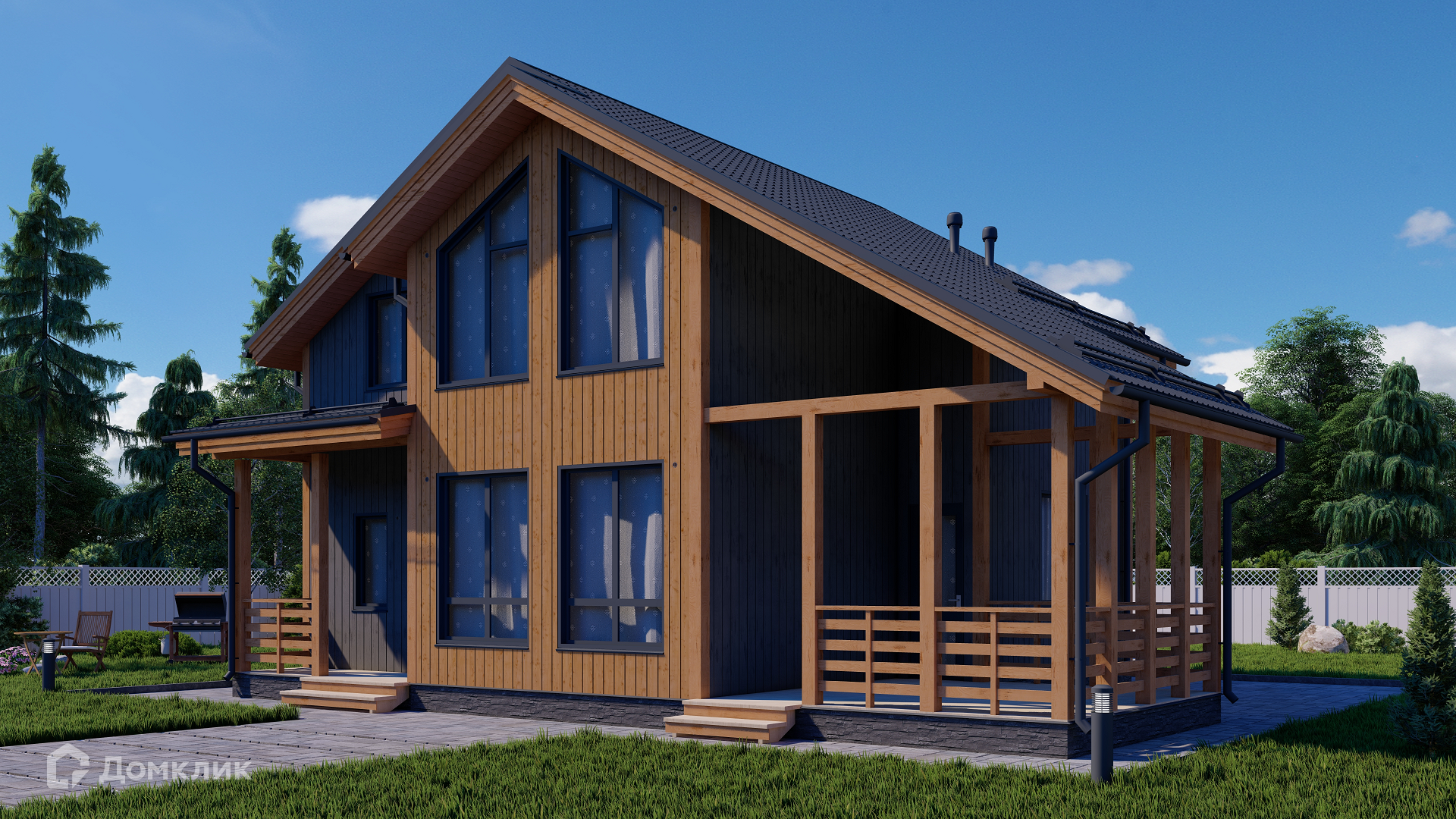 Проект дома «КД-240» компании OLLATALO из материала Каркасный дом площадью 91м² под ключ за 6226000₽ в Донецке | 2 этажа, 5 спален, 2 санузла – Домклик