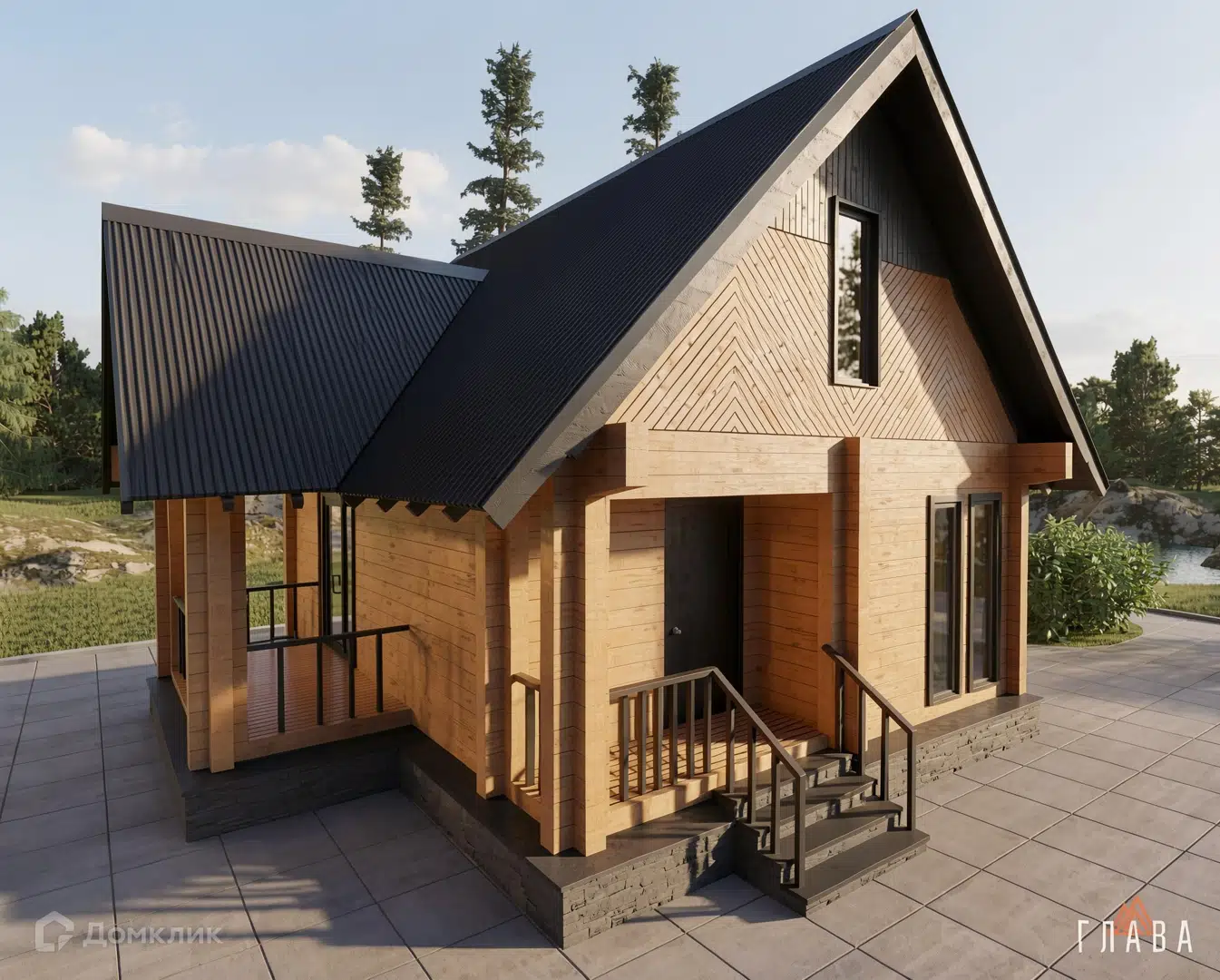 Проект дома «Мамай» компании ГЛАВА из материала Профилированный брус площадью 73м² под ключ за 5400000₽ в Донецке | 2 этажа, 3 спальни, 1 санузел – Домклик
