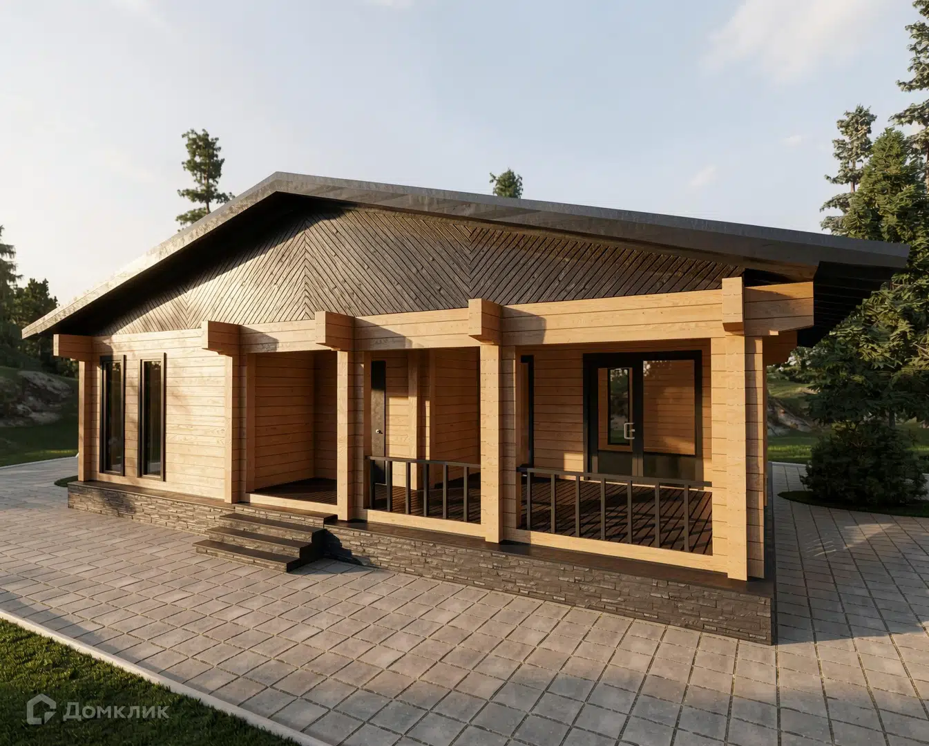 Проект дома «Ольхон» компании ГЛАВА из материала Профилированный брус площадью 104м² под ключ за 8000000₽ в Донецке | 1 этаж, 3 спальни, 2 санузла – Домклик