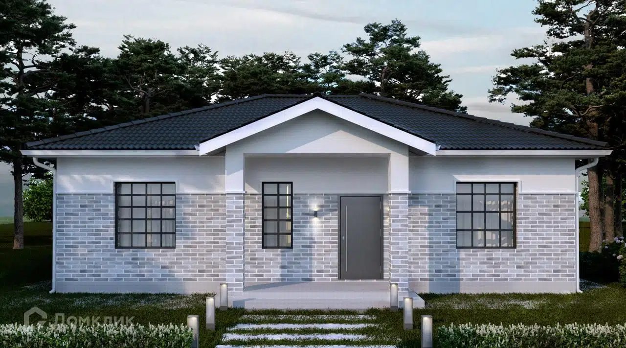 Проект дома «Октябрь244» компании СК Новый Дом из материала Газосиликатные блоки площадью 100м² под ключ за 8500000₽ в Луганске | 1 этаж, 3 спальни, 2 санузла – Домклик