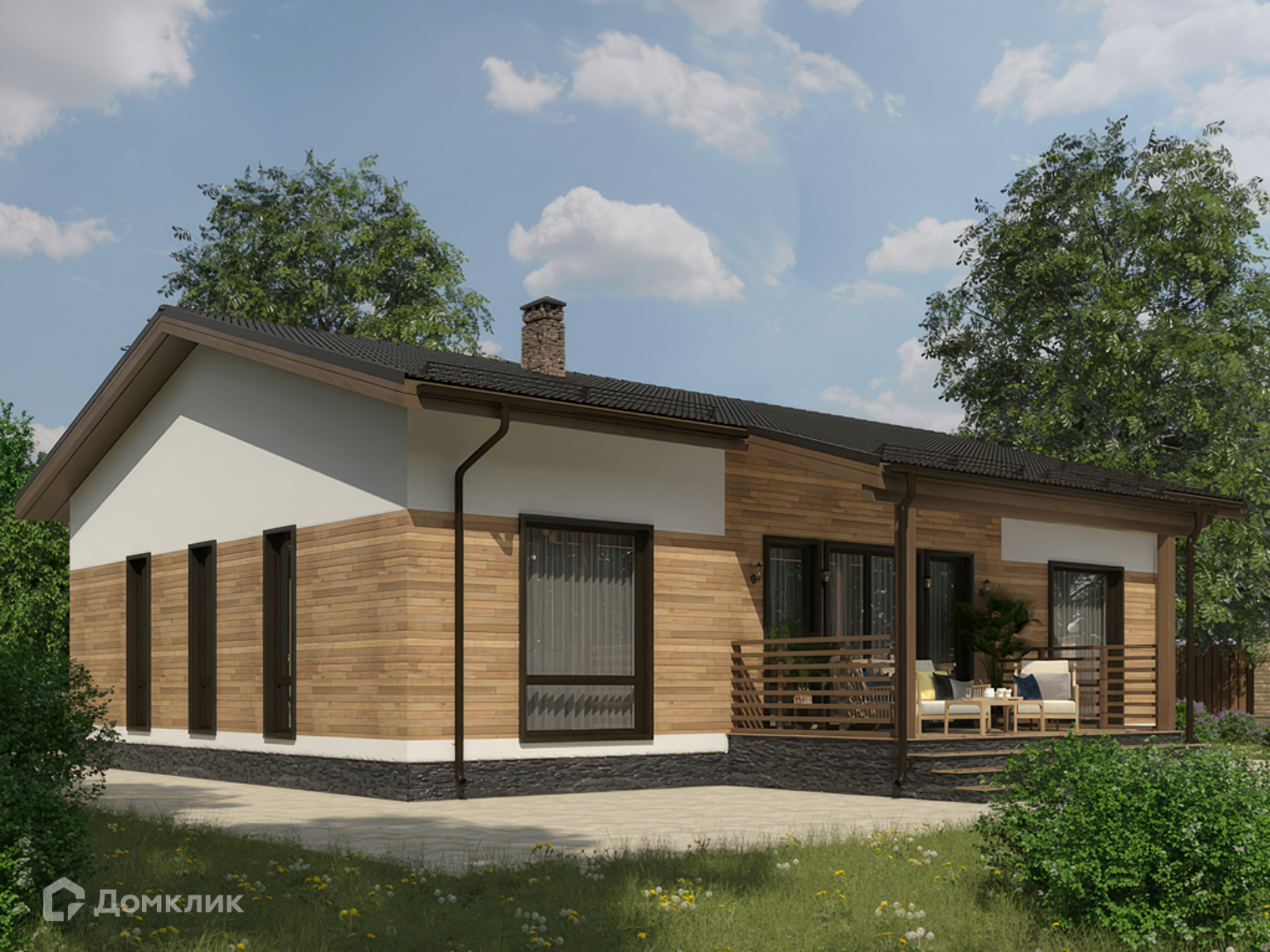 Проект дома «Уинсор» компании Вигвам.ру из материала Газобетонные блоки площадью 121.8м² под ключ за 8168531₽ в Донецке | 1 этаж, 3 спальни, 2 санузла – Домклик