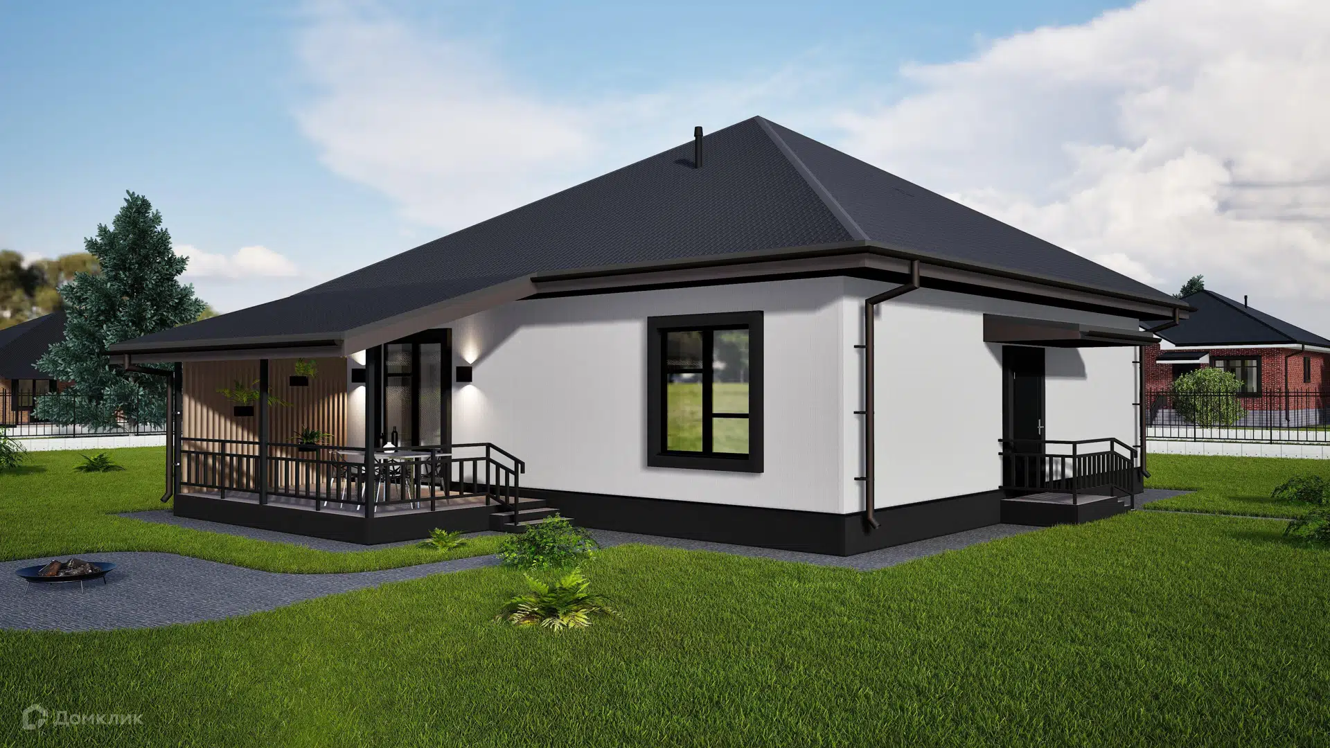 Проект дома «Комфорт Т2» компании «Наша Маша»(ИП Каткова А.В.) из материала Газобетонные блоки площадью 105.4м² под ключ за 6150000₽ в Донецке | 1 этаж, 3 спальни, 2 санузла – Домклик