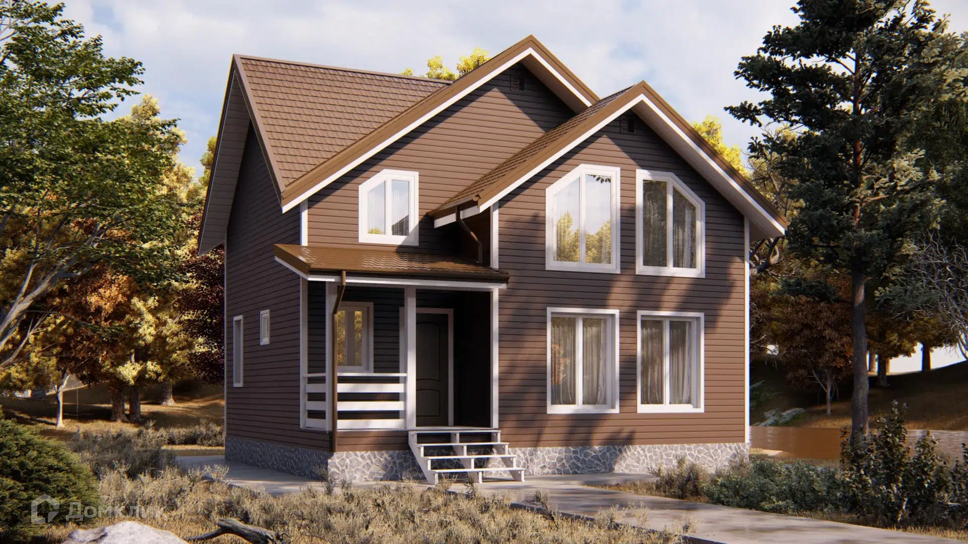 Проект дома «Краснодар» компании ООО «СТРОЙ-КОМФОРТ» из материала Каркасный дом площадью 105м² под ключ за 4149000₽ в Донецке | 2 этажа, 3 спальни, 2 санузла – Домклик