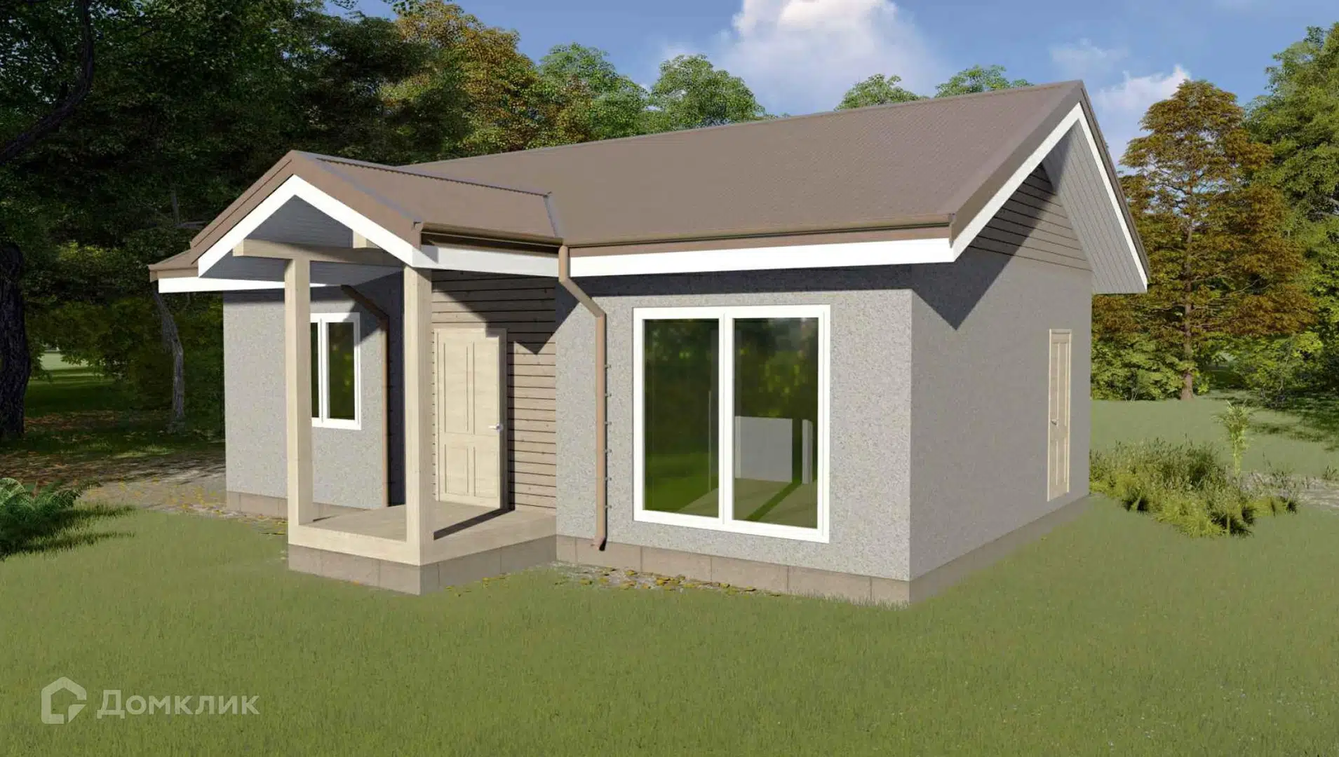 Проект дома «1ГБ-2-71» компании ТСК Новый Дом из материала Газобетонные блоки площадью 53м² под ключ за 4104577₽ в Донецке | 1 этаж, 2 спальни, 1 санузел – Домклик