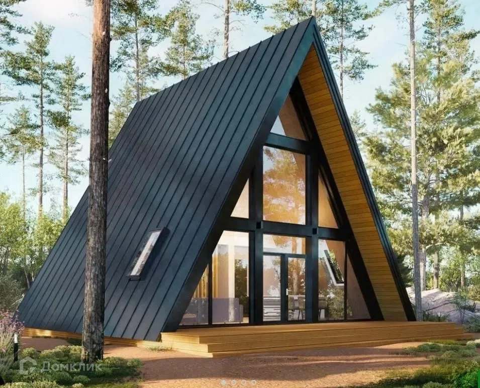 Проект дома «Каркасный дом в стиле A-FRAME 1.2» компании СК АРХСТРОЙ из материала Каркасный дом площадью 97м² под ключ за 4656000₽ в Донецке | 2 этажа, 2 спальни, 2 санузла – Домклик