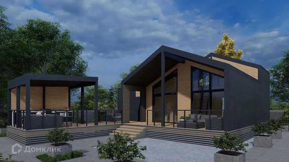 Проект дома «Барнхаус с мансардой МД103» компании МАГАЗИН ДОМОВ из материала SIP-панели площадью 135м² под ключ за 5306000₽ в Донецке | 2 этажа, 2 спальни, 1 санузел – Домклик