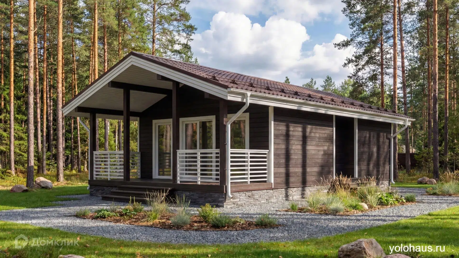 Проект дома «Проект 1689» компании ЙОЛО ХАУС из материала SIP-панели площадью 56м² под ключ за 6100000₽ в Донецке | 1 этаж, 2 спальни, 1 санузел – Домклик