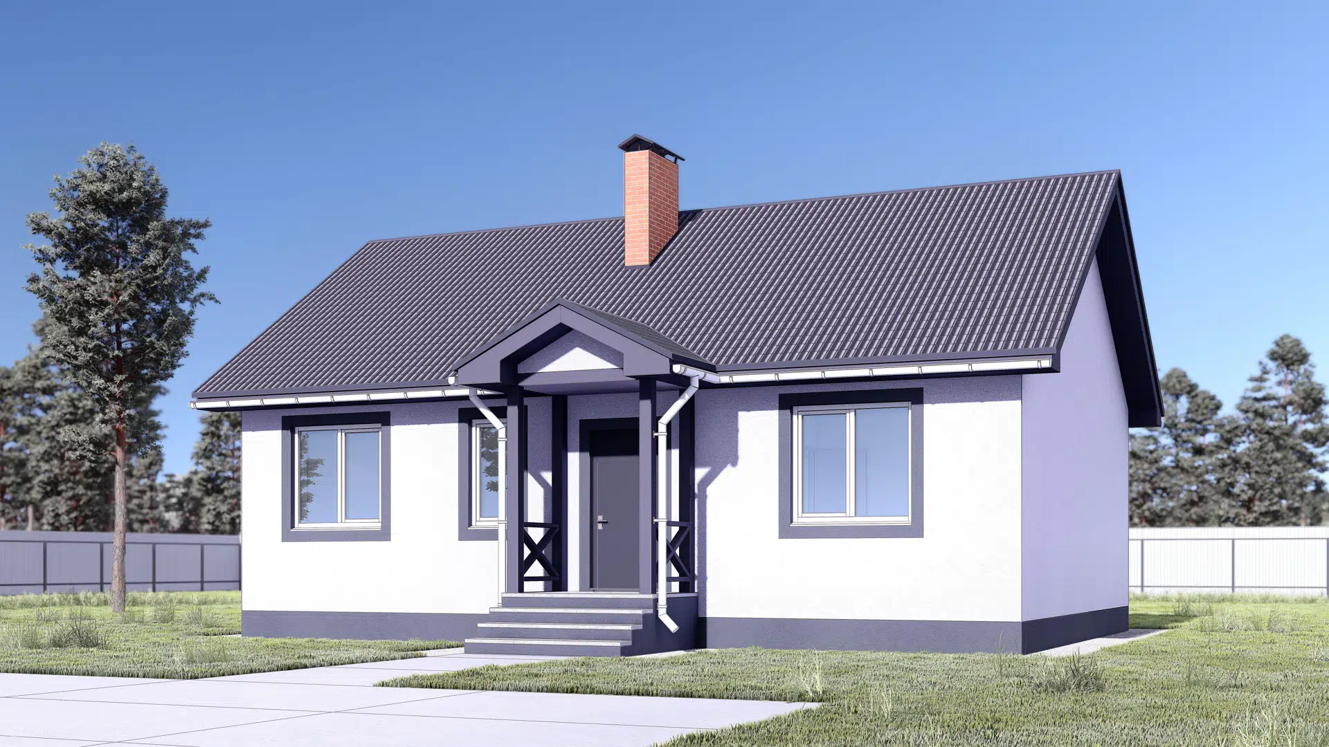Проект дома «NHD-159» компании NEW HOUSE DEVELOPMENT из материала Газобетонные блоки площадью 77м² под ключ за 5487300₽ в Донецке | 1 этаж, 2 спальни, 1 санузел – Домклик