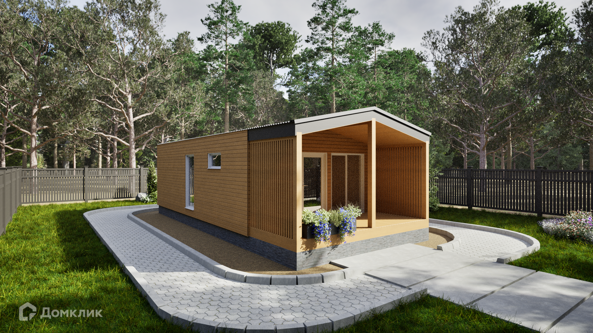 Проект дома «Медный дом» компании Везём Дом из материала Каркасный дом площадью 45.18м² под ключ за 3329310₽ в Донецке | 1 этаж, 2 спальни, 1 санузел – Домклик