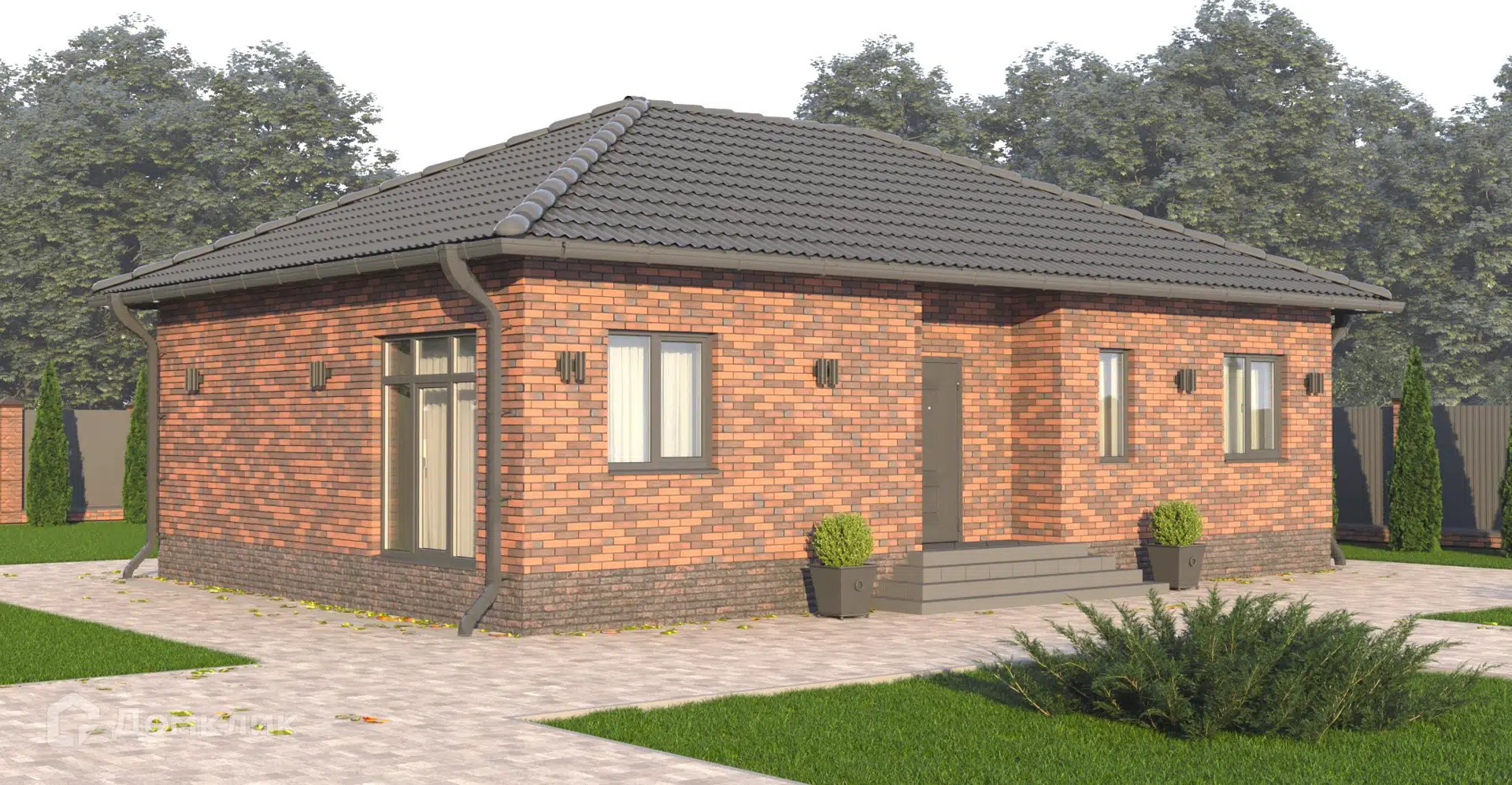 Проект дома «КС-4» компании КомфортСтрой64 из материала Керамические блоки площадью 85м² под ключ за 7300000₽ в Донецке | 1 этаж, 2 спальни, 1 санузел – Домклик