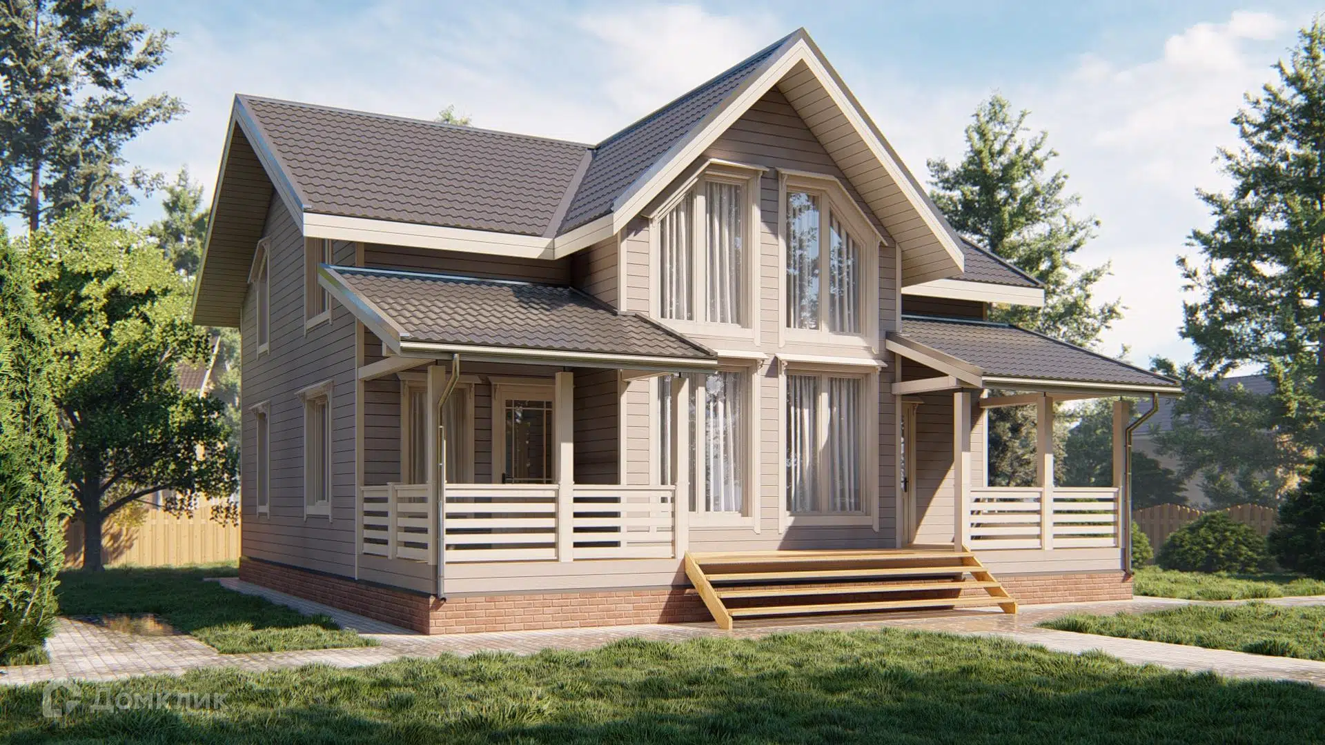 Проект дома «Дом из бруса Д-1» компании СК «Домовёнок» из материала Профилированный брус площадью 167м² под ключ за 4970000₽ в Донецке | 2 этажа, 4 спальни, 2 санузла – Домклик