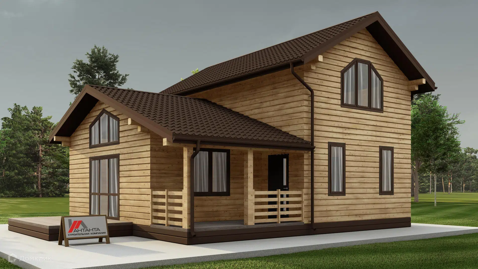 Проект дома «Прага-103д» компании ООО «СК Антанта 24» из материала Брус естественной влажности площадью 103.4м² под ключ за 5900000₽ в Луганске | 2 этажа, 3 спальни, 2 санузла – Домклик
