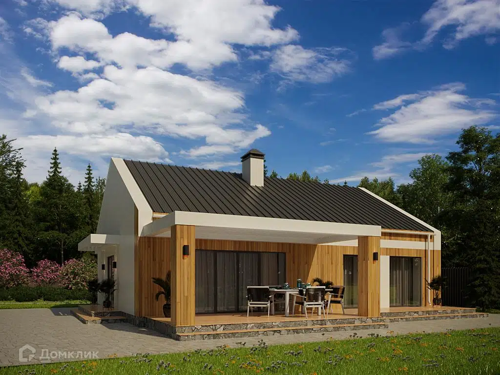 Проект дома «Гринвилл» компании Вигвам.ру из материала Газобетонные блоки площадью 101.4м² под ключ за 5993635₽ в Луганске | 1 этаж, 2 спальни, 1 санузел – Домклик