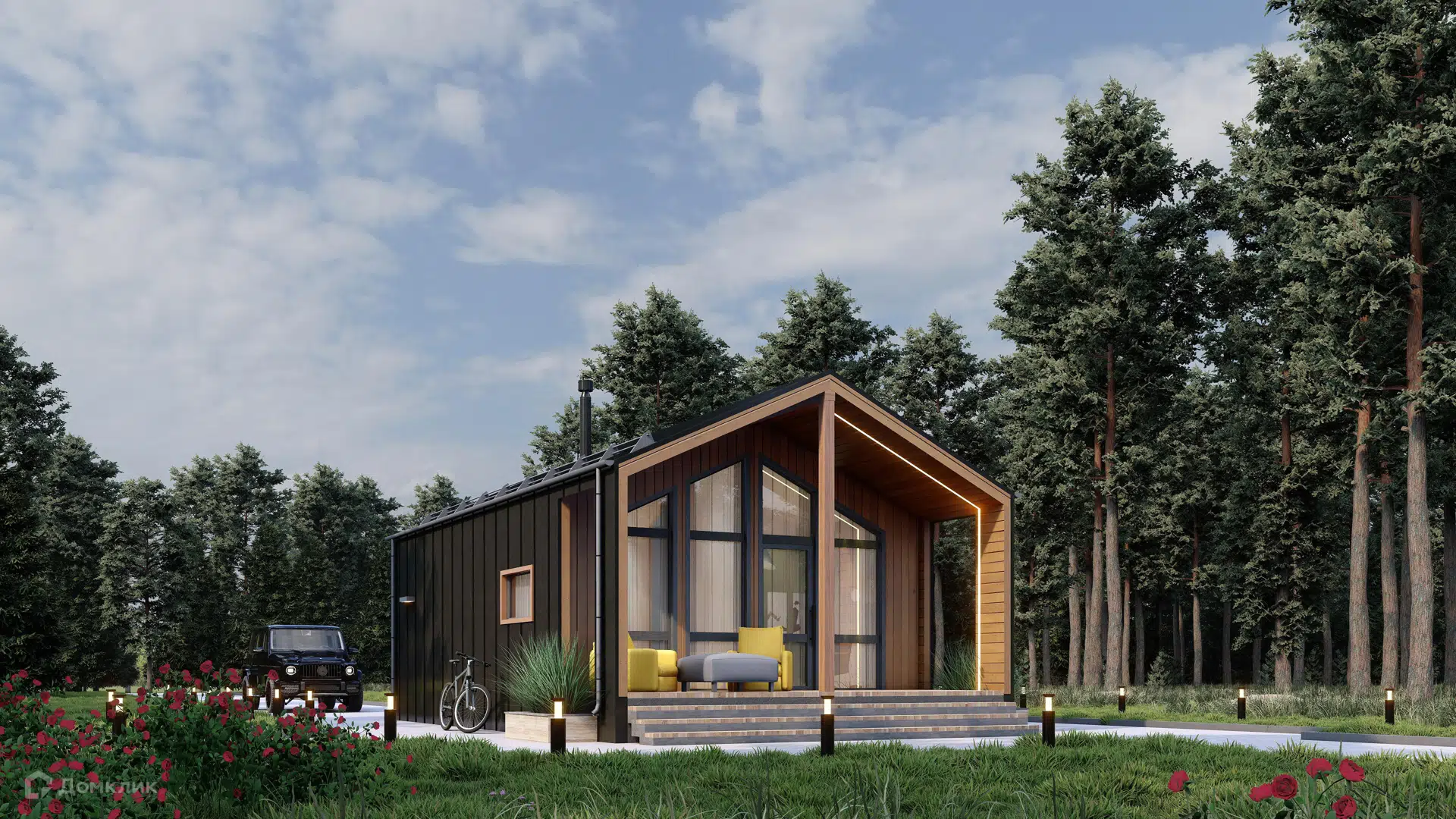Проект дома «Барн 01» компании Авангард из материала SIP-панели площадью 48м² под ключ за 2999000₽ в Донецке | 1 этаж, 2 спальни, 1 санузел – Домклик