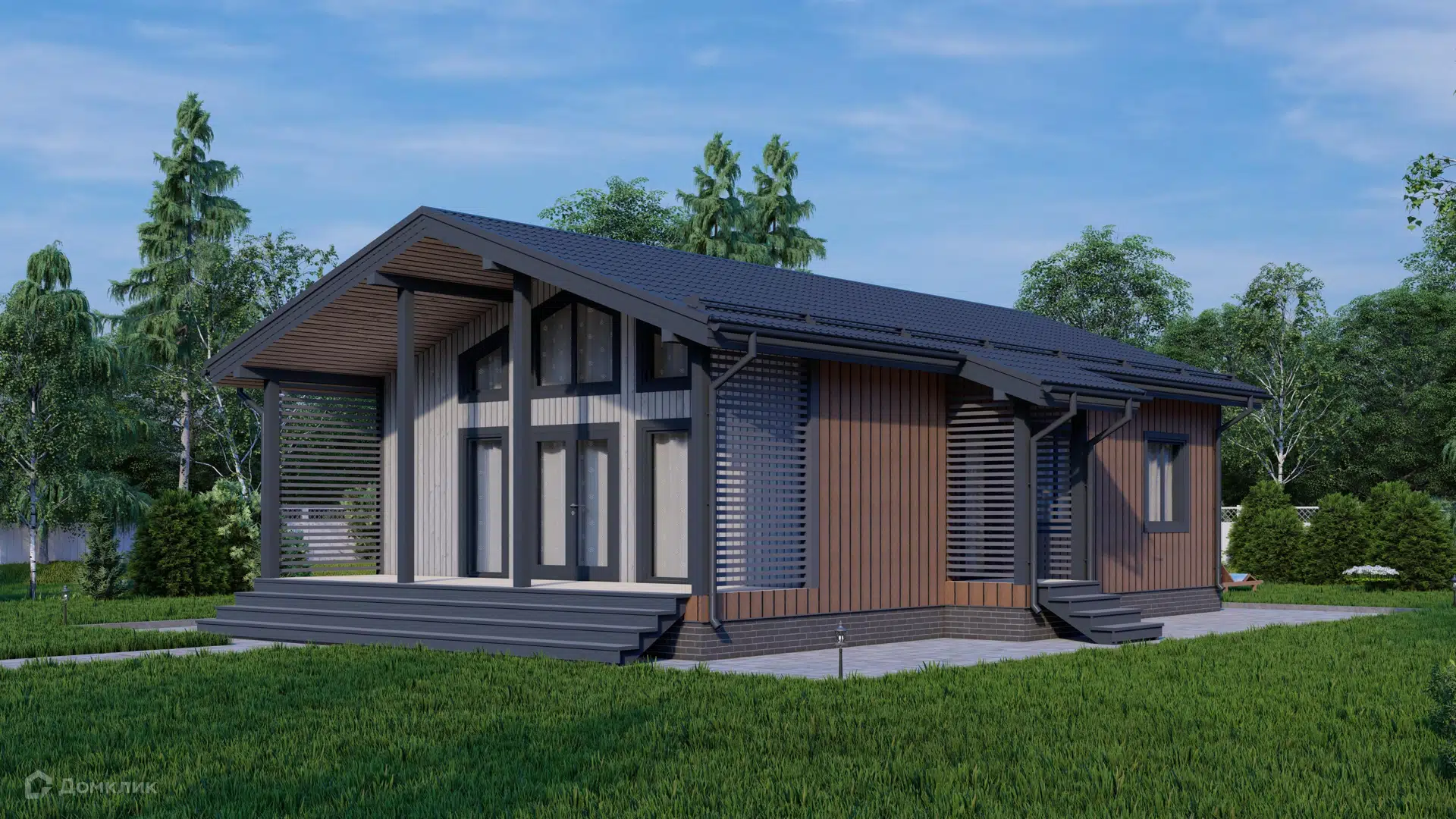 Проект дома «КД-130» компании OLLATALO из материала Каркасный дом площадью 92м² под ключ за 4531000₽ в Донецке | 1 этаж, 3 спальни, 1 санузел – Домклик