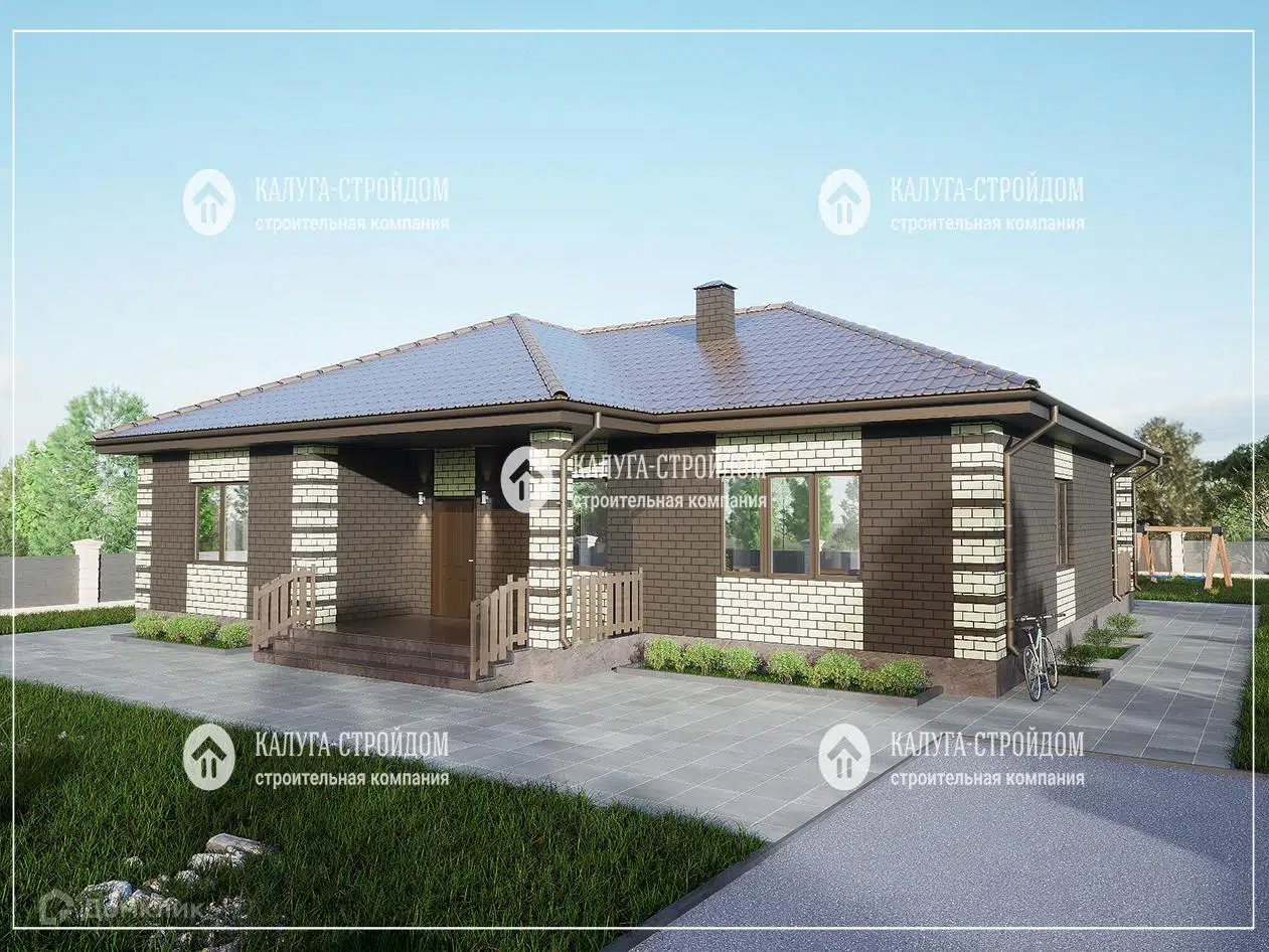 Проект дома «СП-23» компании КАЛУГА-СТРОЙДОМ из материала Газобетонные блоки площадью 137м² под ключ за 7500000₽ в Луганске | 1 этаж, 3 спальни, 2 санузла – Домклик