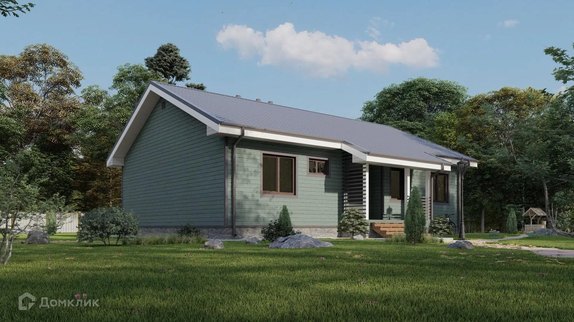 Проект дома «Каркасный дом «Осло»» компании РубльБрус строительство деревянных домов и бань по России. из материала Каркасный дом площадью 140м² под ключ за 5198750₽ в Донецке | 1 этаж, 3 спальни, 2 санузла – Домклик