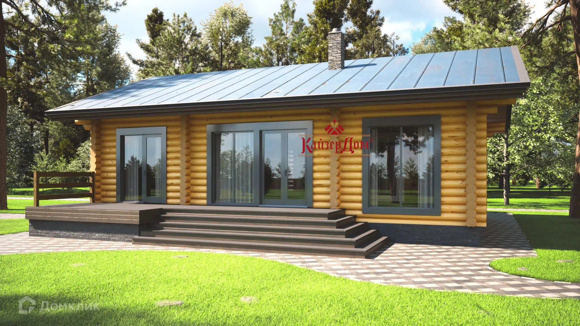 Проект дома «Дом у Чепцы» компании КайзерДом из материала Оцилиндрованное бревно площадью 116м² под ключ за 4919124₽ в Донецке | 1 этаж, 4 спальни, 2 санузла – Домклик