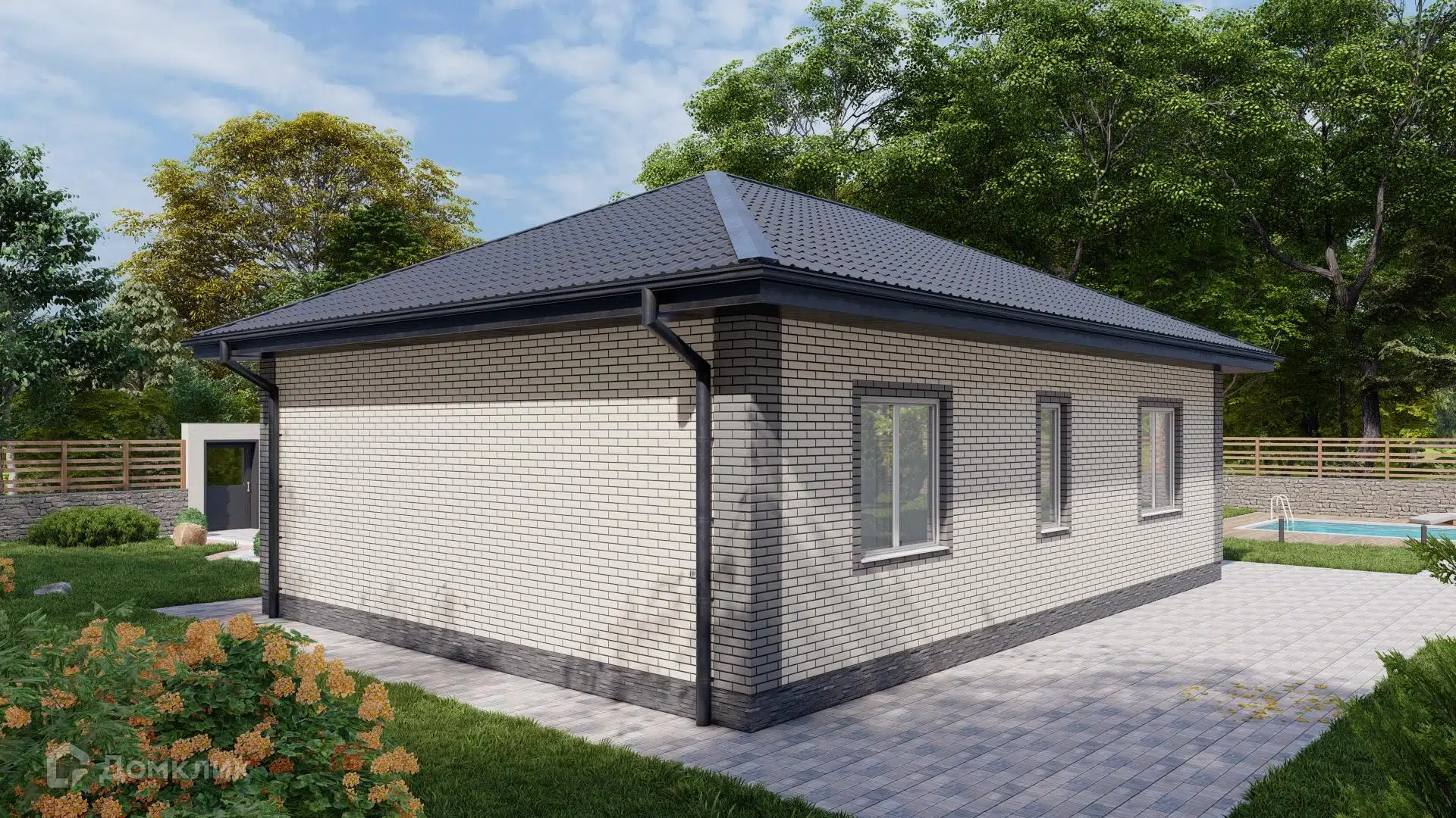 Проект дома «КД-133» компании ИП Забайкин Виталий Юрьевич из материала Газосиликатные блоки площадью 69.6м² под ключ за 6354000₽ в Донецке | 1 этаж, 2 спальни, 1 санузел – Домклик