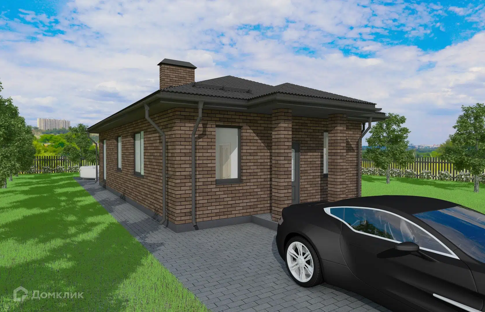 Проект дома «Одноэтажный райт ND 91» компании Nest Development из материала Керамзитобетонные блоки площадью 91.1м² под ключ за 5600000₽ в Донецке | 1 этаж, 3 спальни, 1 санузел – Домклик