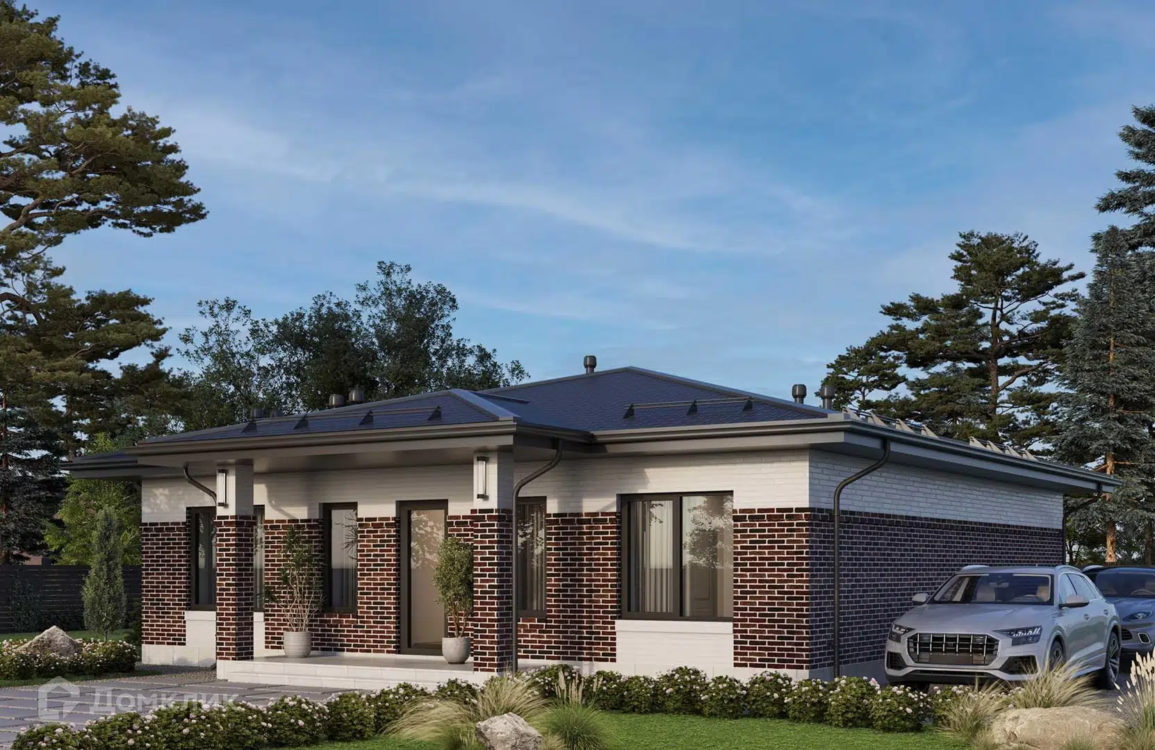 Проект дома «Проект №451» компании Новация из материала Газобетонные блоки площадью 131м² под ключ за 7350000₽ в Донецке | 1 этаж, 3 спальни, 2 санузла – Домклик