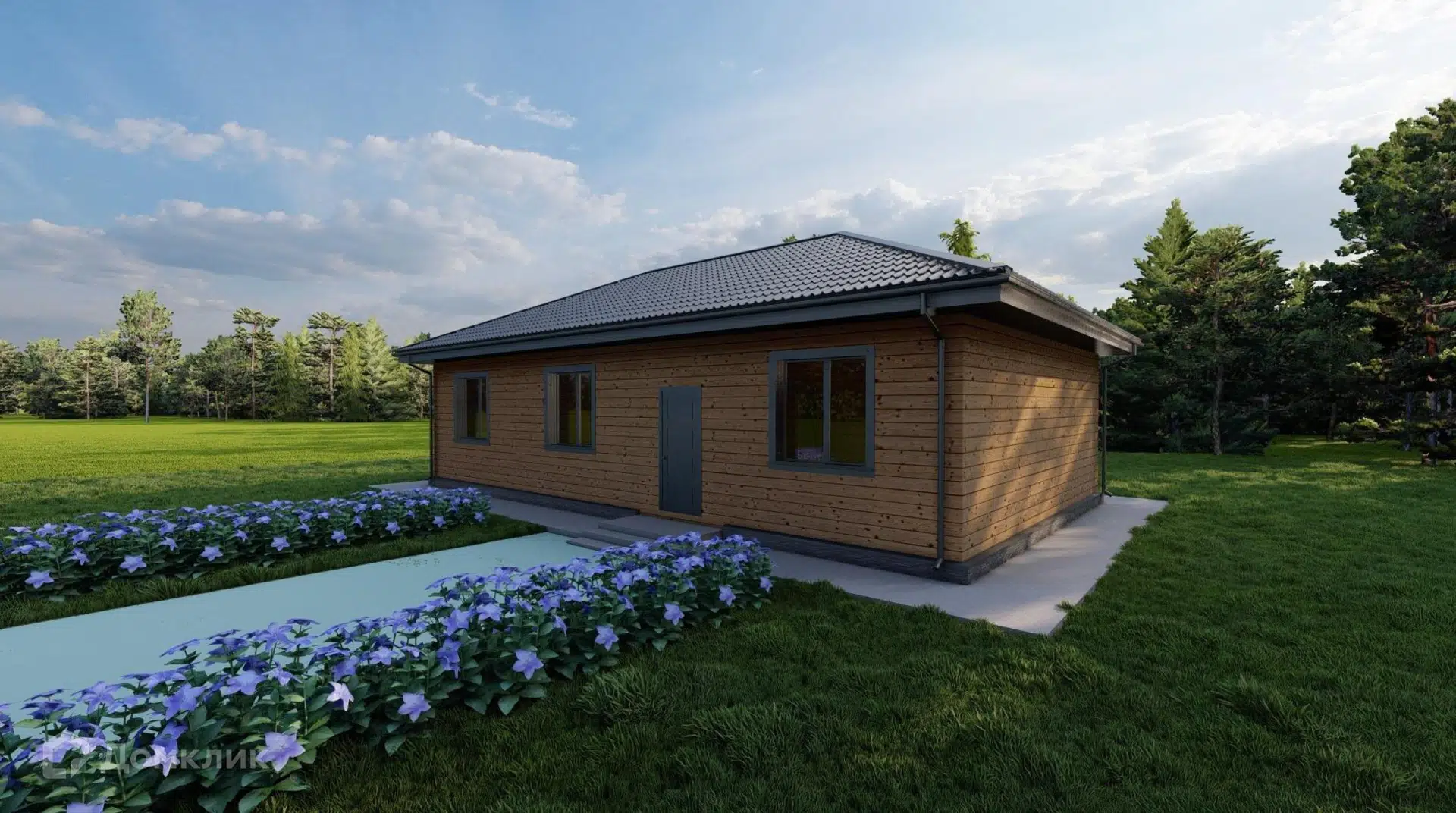 Проект дома «1Б-3-106» компании ТСК Новый Дом из материала Брус естественной влажности площадью 92м² под ключ за 5456847₽ в Донецке | 1 этаж, 3 спальни, 2 санузла – Домклик