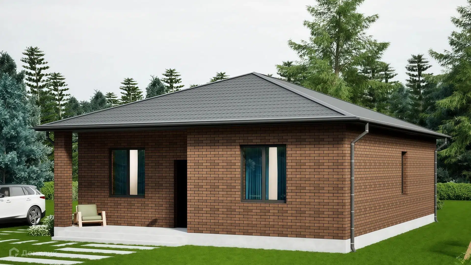 Проект дома «Загородный 7 93.57 (87.97)» компании СК НА ВЕКА из материала Газобетонные блоки площадью 88м² под ключ за 5190000₽ в Донецке | 1 этаж, 3 спальни, 2 санузла – Домклик