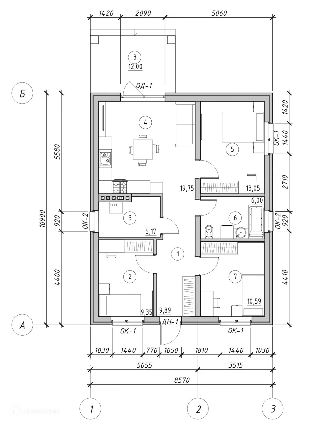 Планировка 1 этажа