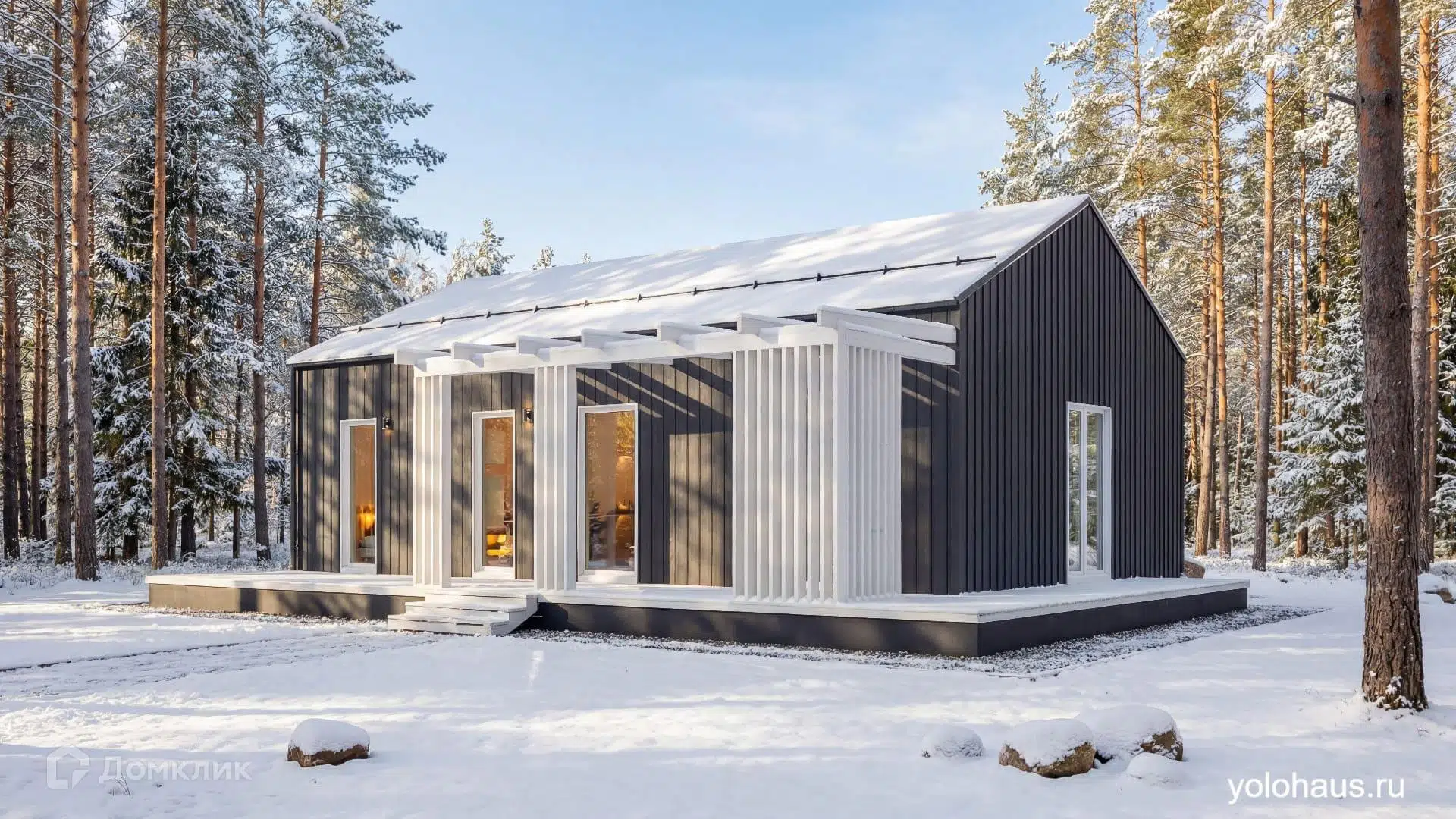 Проект дома «Каркасный С125» компании ЙОЛО ХАУС из материала Каркасный дом площадью 84м² под ключ за 4381000₽ в Донецке | 1 этаж, 3 спальни, 2 санузла – Домклик