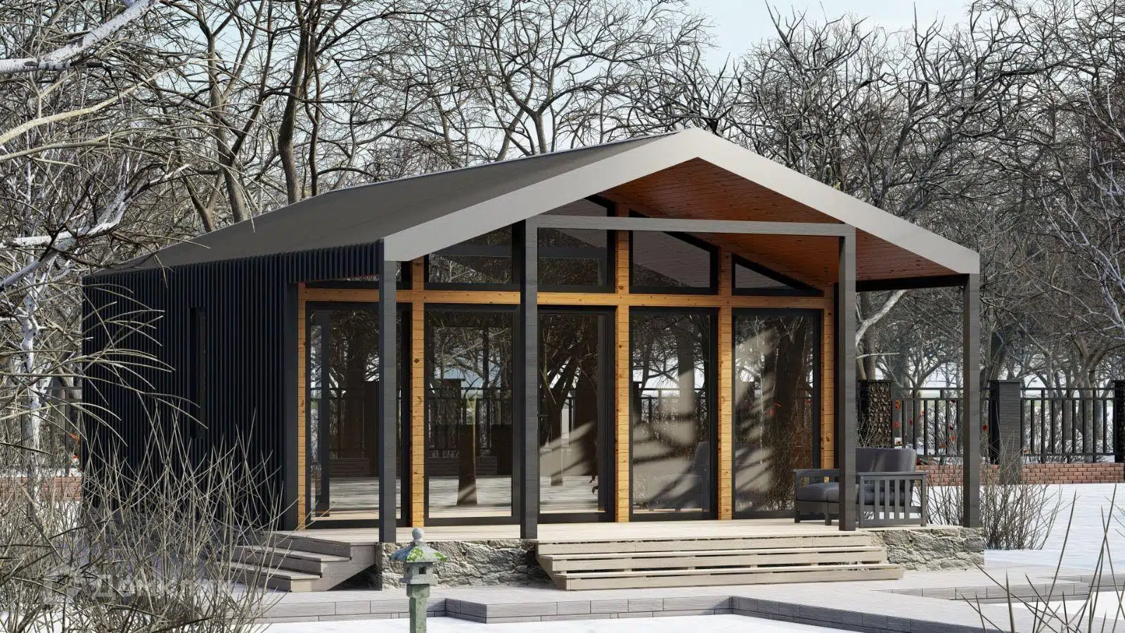 Проект дома «Barnhouse 42м» компании СК «АС-КАРКАС» из материала Каркасный дом площадью 42м² под ключ за 1896000₽ в Донецке | 1 этаж, 1 спальня, 1 санузел – Домклик