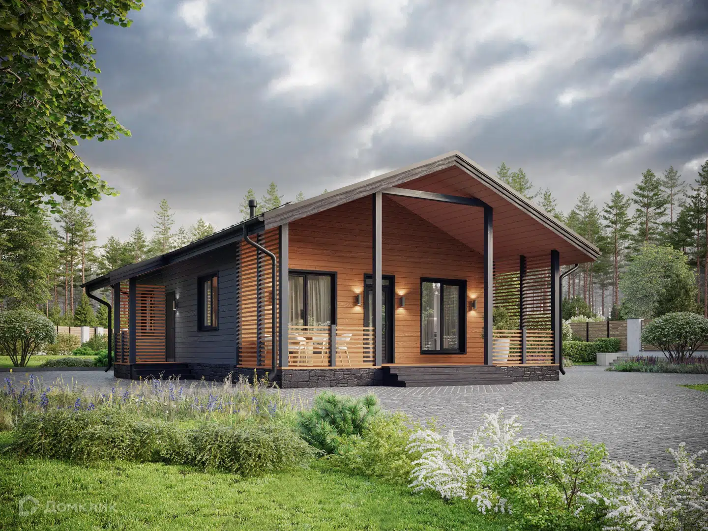 Проект дома «Новиков» компании FamilyDom из материала Каркасный дом площадью 83.6м² под ключ за 4461000₽ в Донецке | 1 этаж, 2 спальни, 1 санузел – Домклик