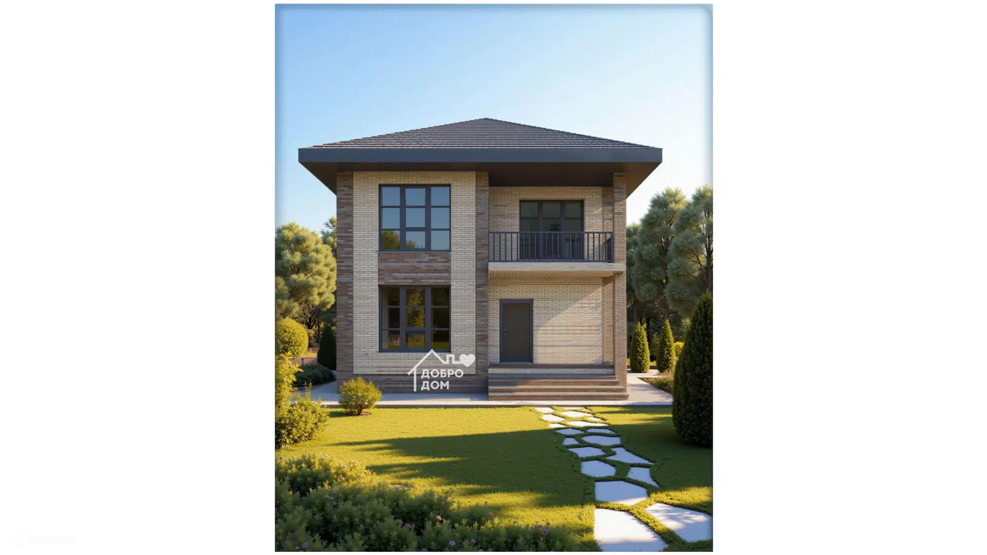 Проект дома «Коттедж Дионис» компании СК «Добро Дом» из материала Газобетонные блоки площадью 120м² под ключ за 6875000₽ в Донецке | 2 этажа, 3 спальни, 2 санузла – Домклик
