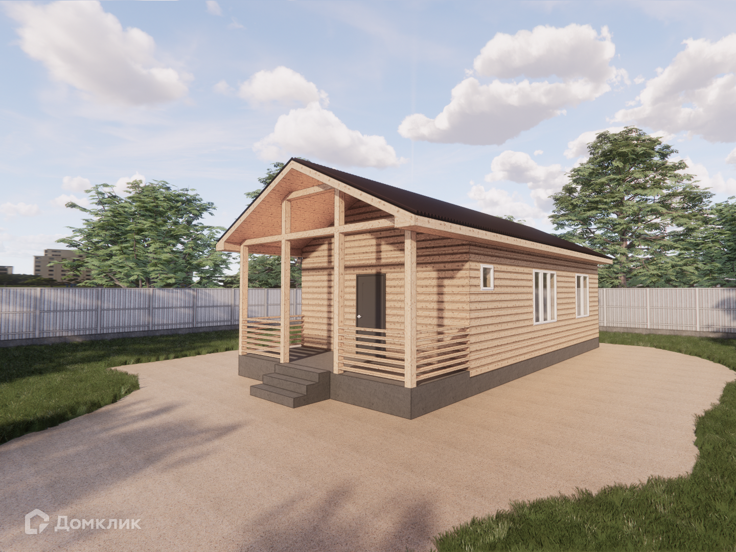 Проект дома «БР-002» компании «Добротный дом 75» из материала Брус естественной влажности площадью 63.82м² под ключ за 4133000₽ в Донецке | 1 этаж, 2 спальни, 1 санузел – Домклик