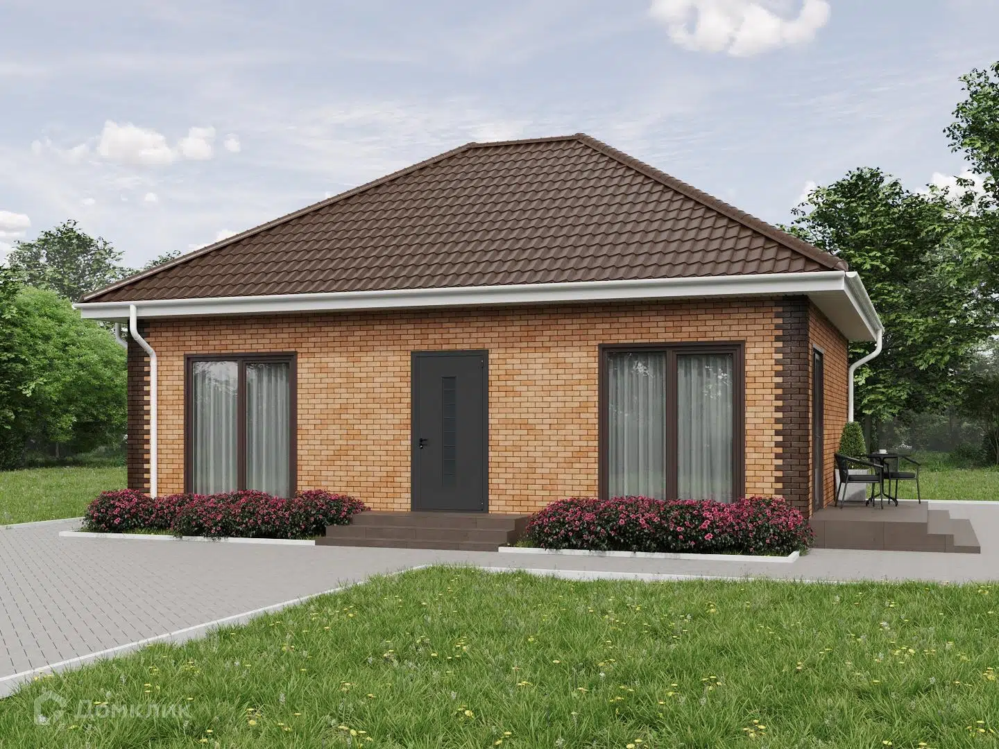 Проект дома «Йота» компании ЭКОПАН - Армавир из материала SIP-панели площадью 72м² под ключ за 4000000₽ в Донецке | 1 этаж, 2 спальни, 1 санузел – Домклик