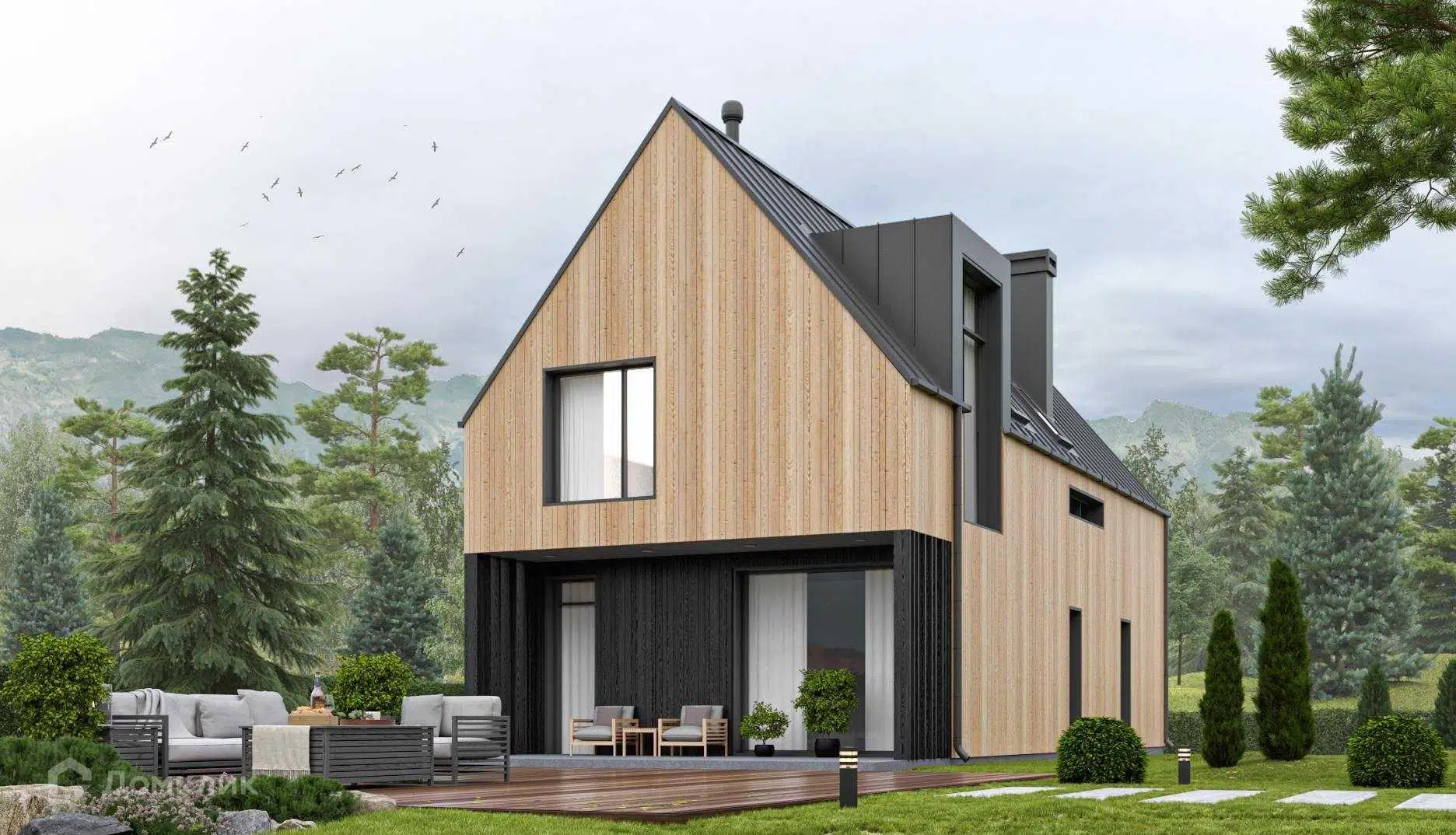 Проект дома «СИП С174» компании ЙОЛО ХАУС из материала SIP-панели площадью 174м² под ключ за 6200000₽ в Луганске | 2 этажа, 3 спальни, 2 санузла – Домклик