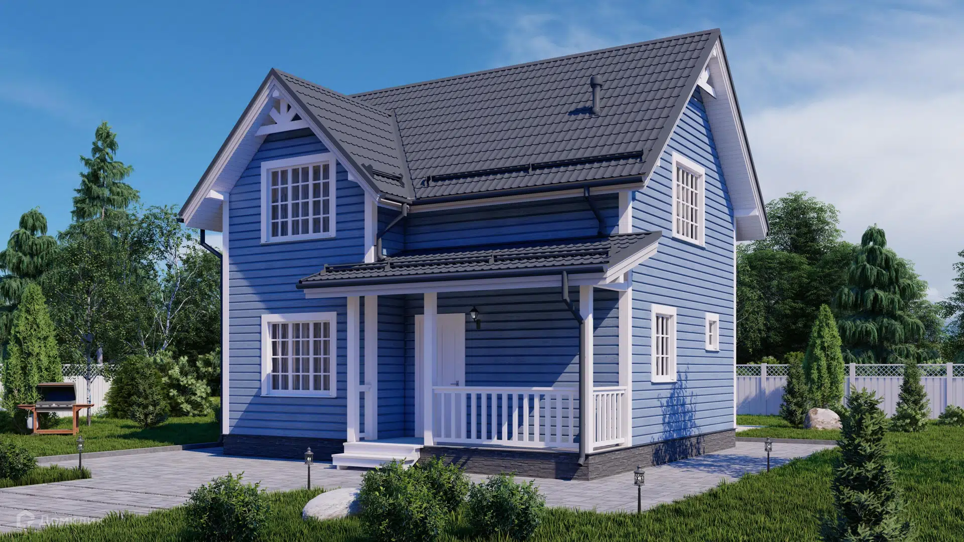 Проект дома «КД-221» компании OLLATALO из материала Каркасный дом площадью 102м² под ключ за 4528000₽ в Донецке | 2 этажа, 3 спальни, 1 санузел – Домклик