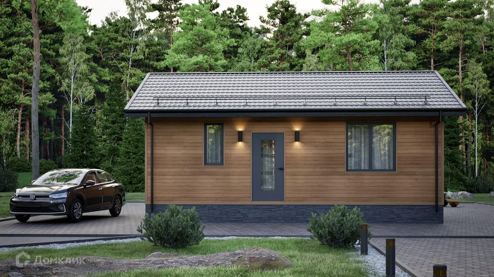 Проект дома «P-H 1/7» компании Perfect House г. Ханты-Мансийск из материала Каркасный дом площадью 44.36м² под ключ за 3350000₽ в Луганске | 1 этаж, 1 спальня, 1 санузел – Домклик