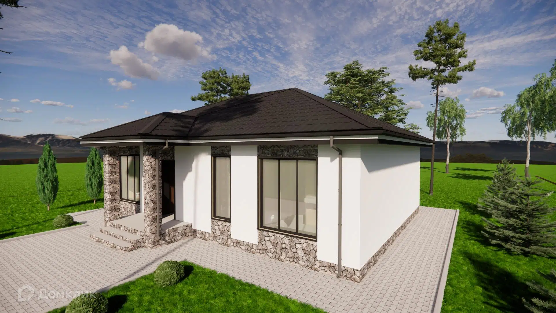 Проект дома «Грандиозный» компании ИП Зуева Марина Аркадьевна из материала Газобетонные блоки площадью 109м² под ключ за 7500000₽ в Донецке | 1 этаж, 3 спальни, 1 санузел – Домклик